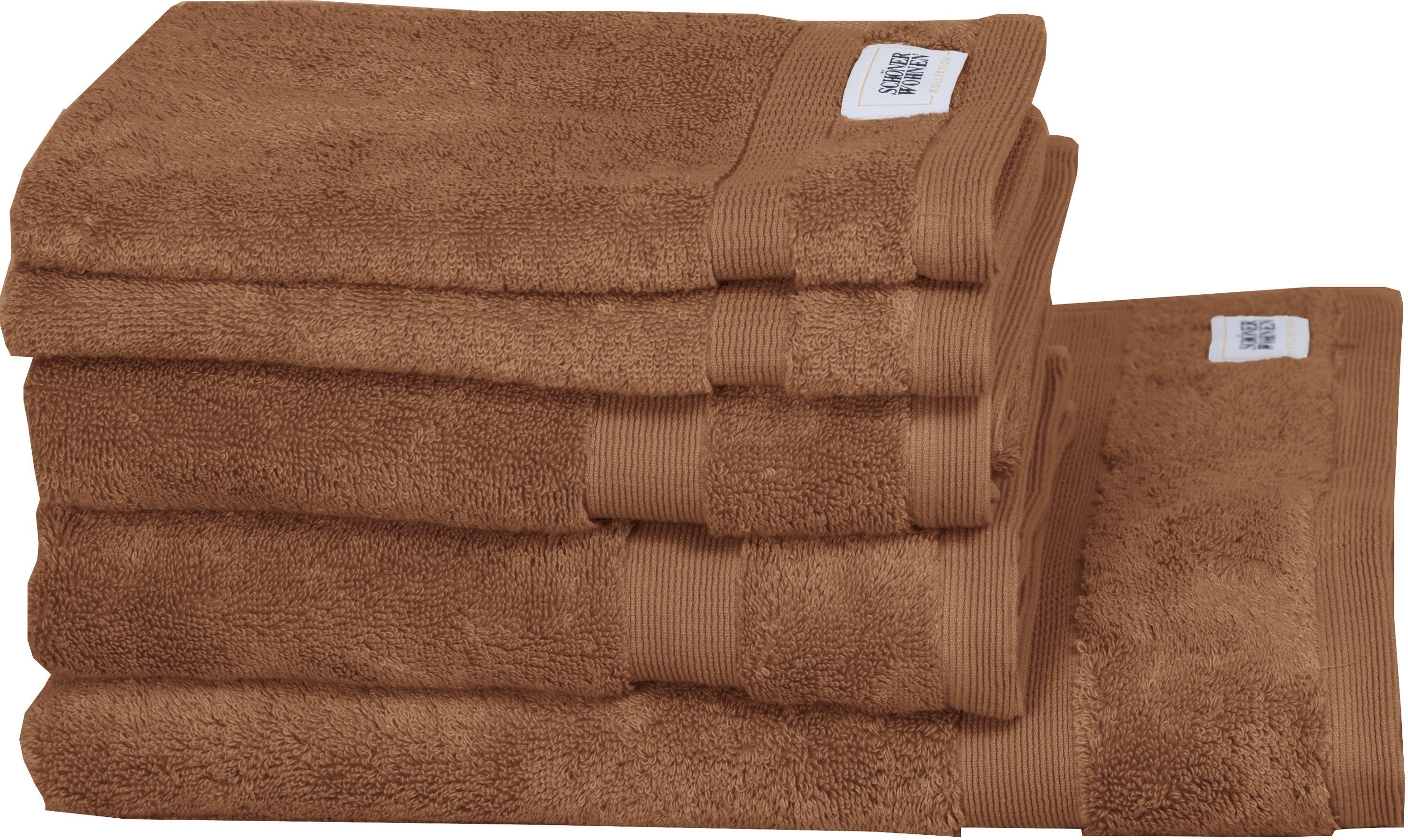 SCHÖNER WOHNEN-Kollektion Handtuch Set Frottier, (Set, Airtouch-Qualität trocknende Cuddly, schnell 5-tlg), zimt