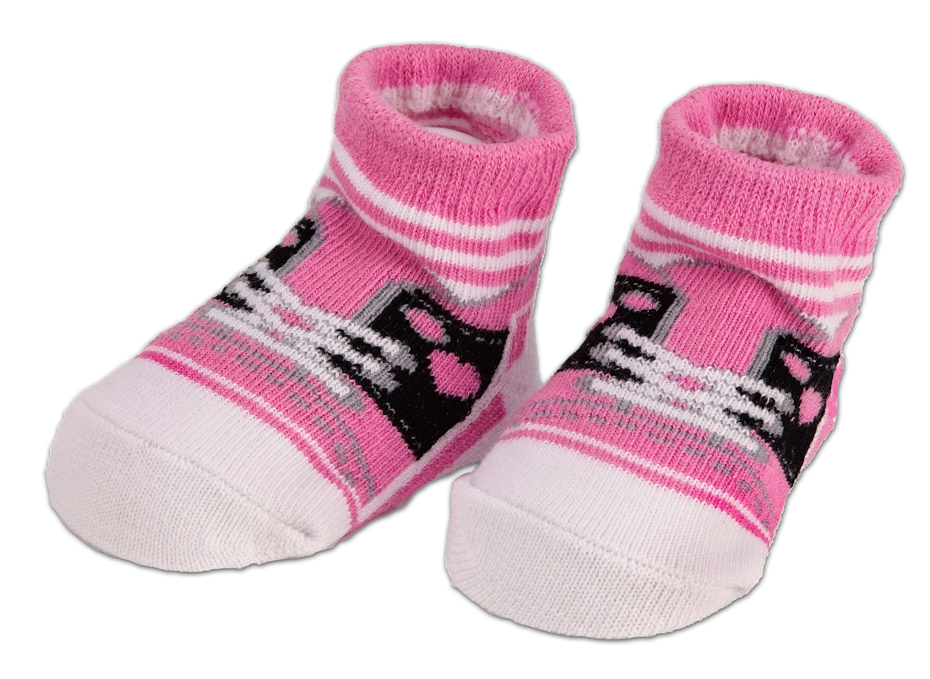 BRUBAKER Socken Babysocken für Mädchen 0-12 Monate (4-Paar, Baumwollsocken im Sneaker Style) Turnschuh Design Baby Neugeborene Geschenkset in Geschenkverpackung – Bild 5 von 5