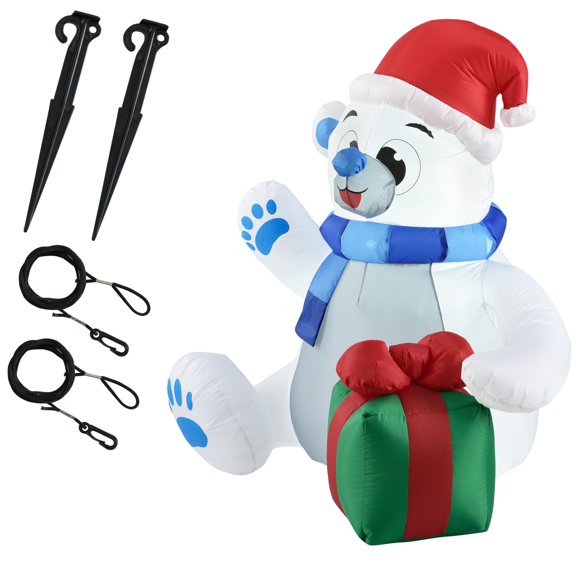 120cm LED Geschenkbox Polarbär en.casa Weihnachtsfigur, Aufblasbar Eisbär Beleuchtet mit