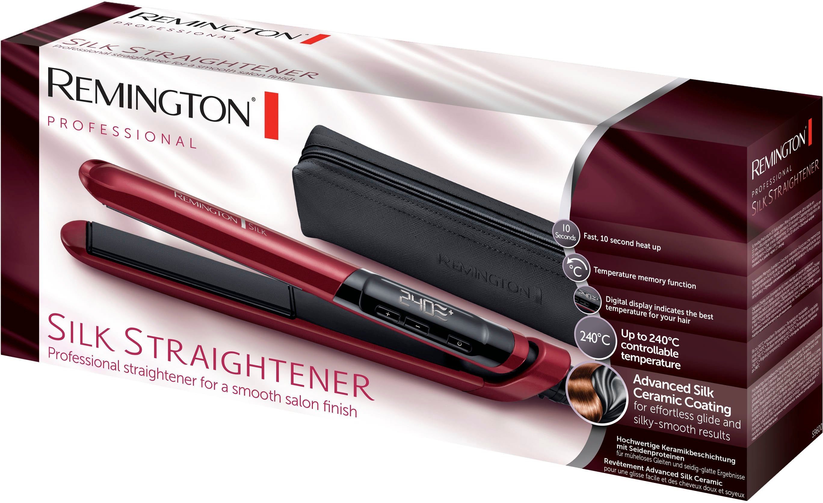 Remington Glätteisen Silk, S9600, Haarglätter Doppelschicht-Keramik-Beschichtung, mit Seidenproteinen für Locken, Wellen & zum Glätten