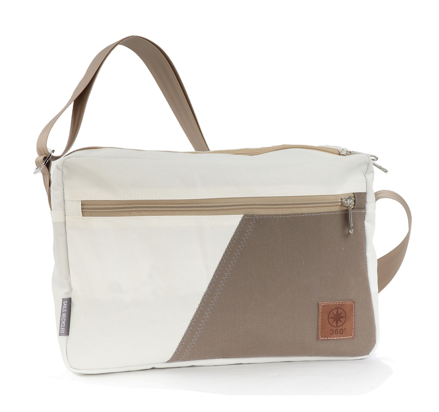 Umhängetasche Handtasche Fender Segeltuch weiß-taupe