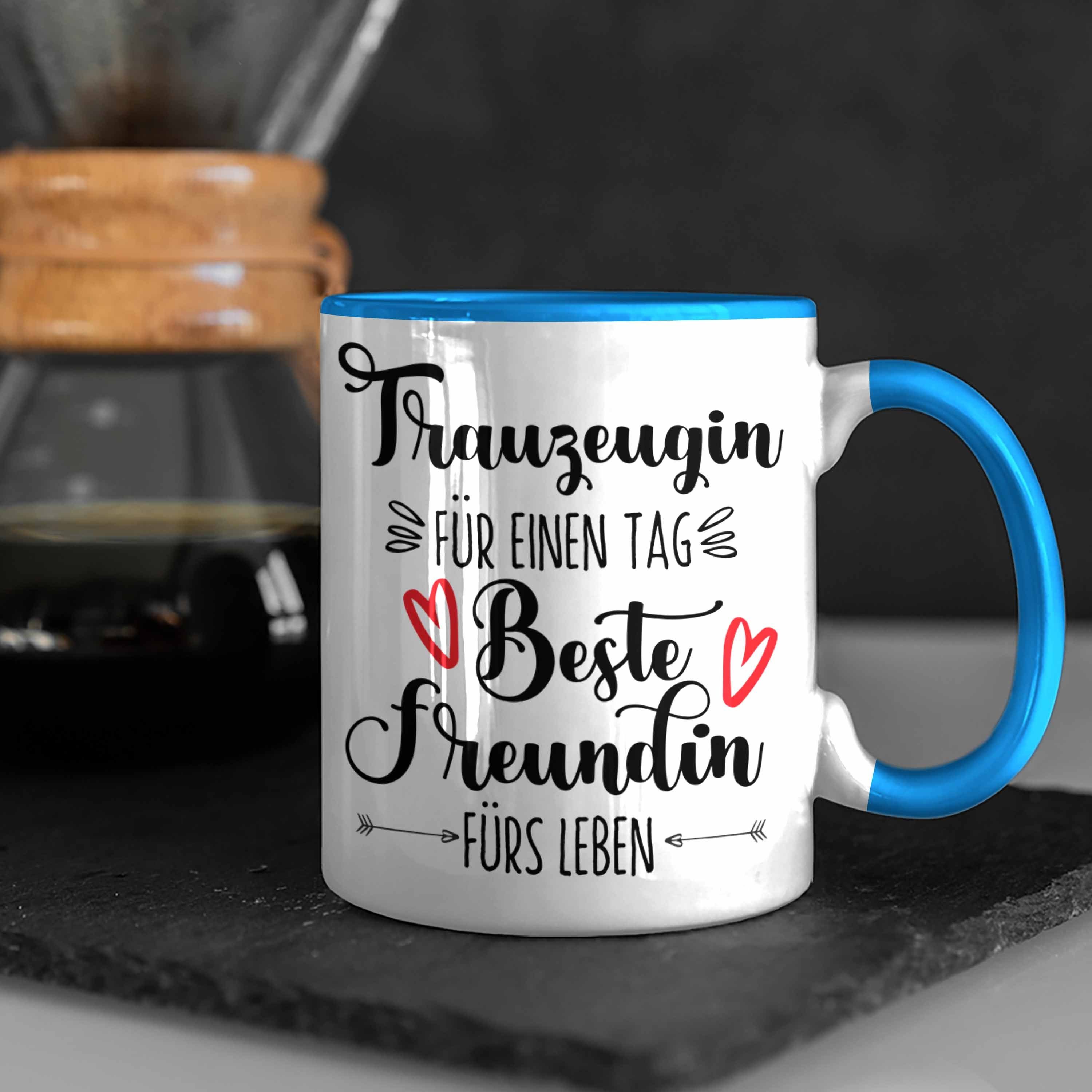 Freundin Tasse Beste Überraschung Tasse Trauzeugin Geschenk Trendation Trauzeugi Blau Beste