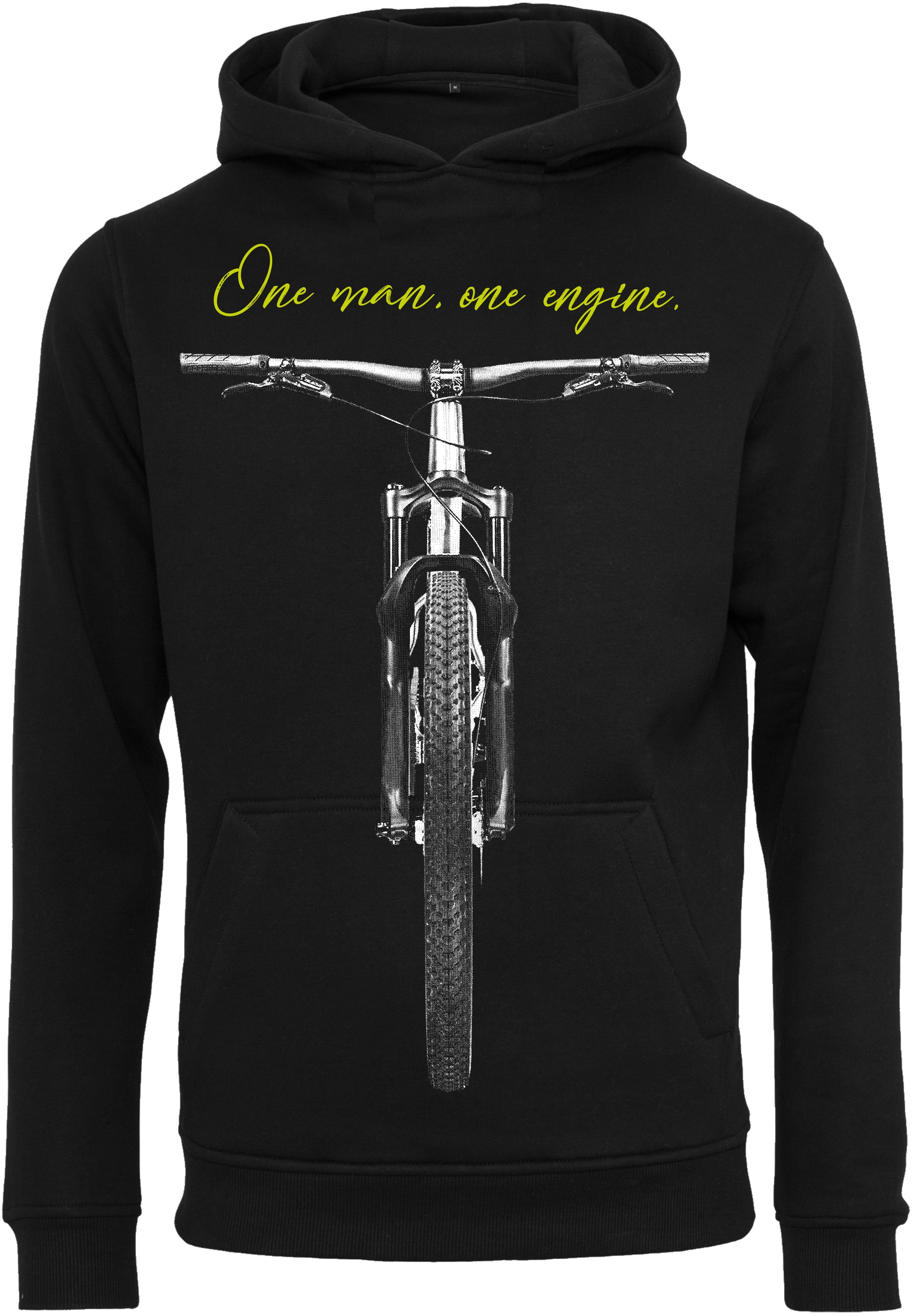 Baddery Kapuzenpullover Fahrrad Hoodie: "One Man One Engine" - Pullover Herren, hochwertiger Siebdruck, auch Übergrößen