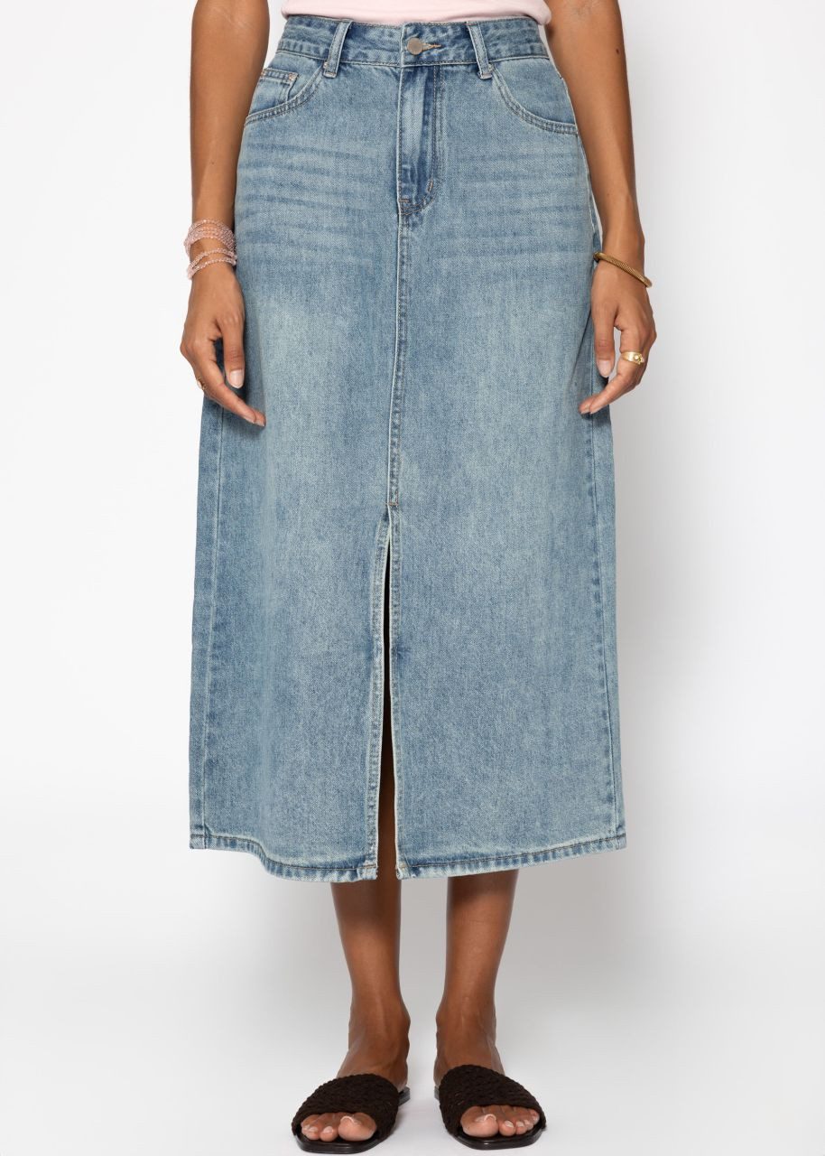 SASSYCLASSY A-Linien-Rock Midi Jeans Rock mit Schlitz für Damen Sommerliche günstig online kaufen