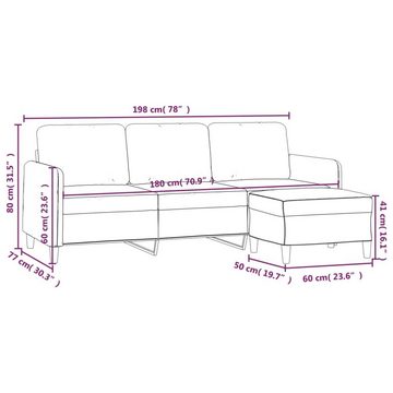 vidaXL Sofa 3-Sitzer-Sofa mit Hocker Dunkelgrau 180 cm Samt