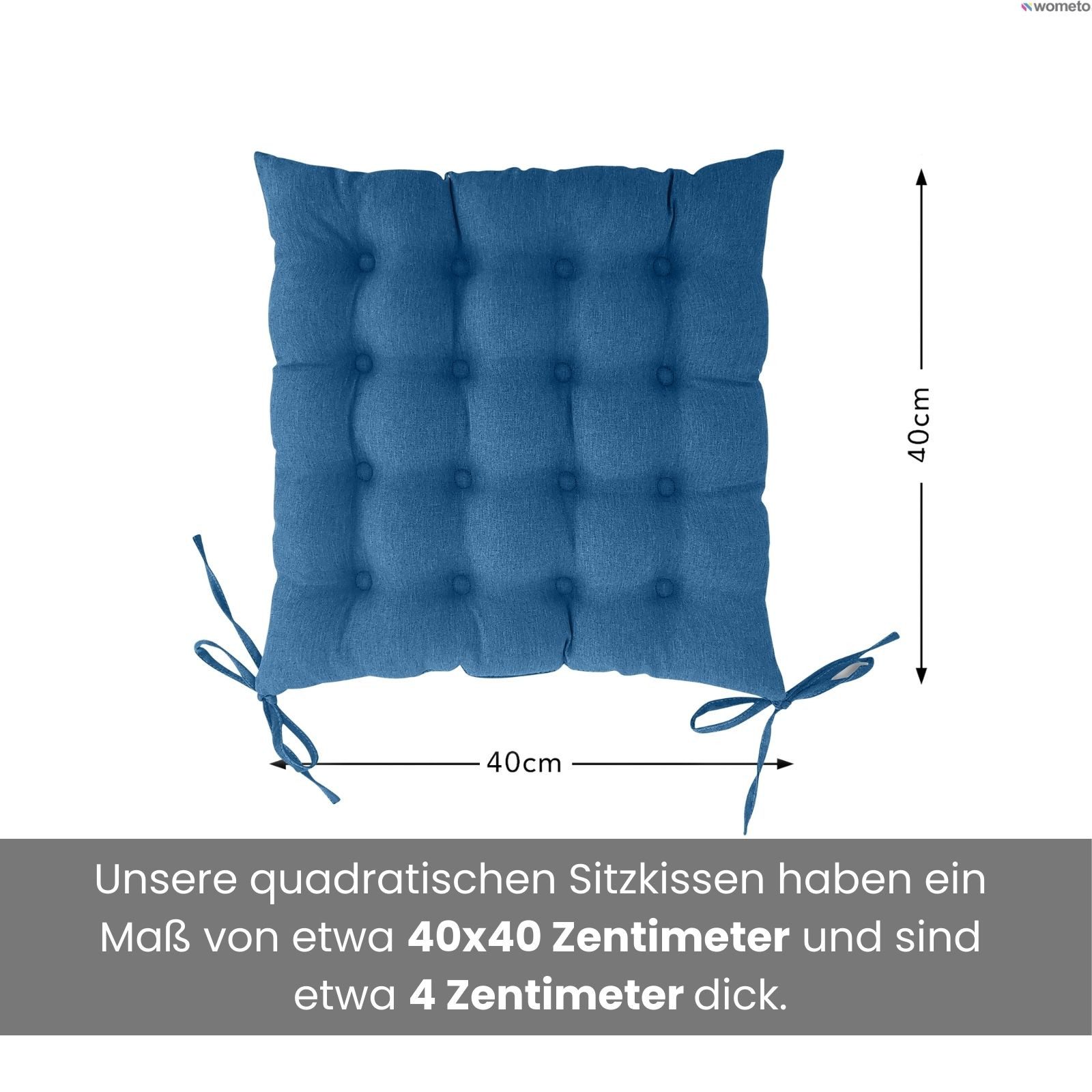 wometo Stuhlkissen Prime 40x40 2er Set, OEKO-TEX®, Sitzkissen mit Steppung & Bändern – Bild 2 von 5
