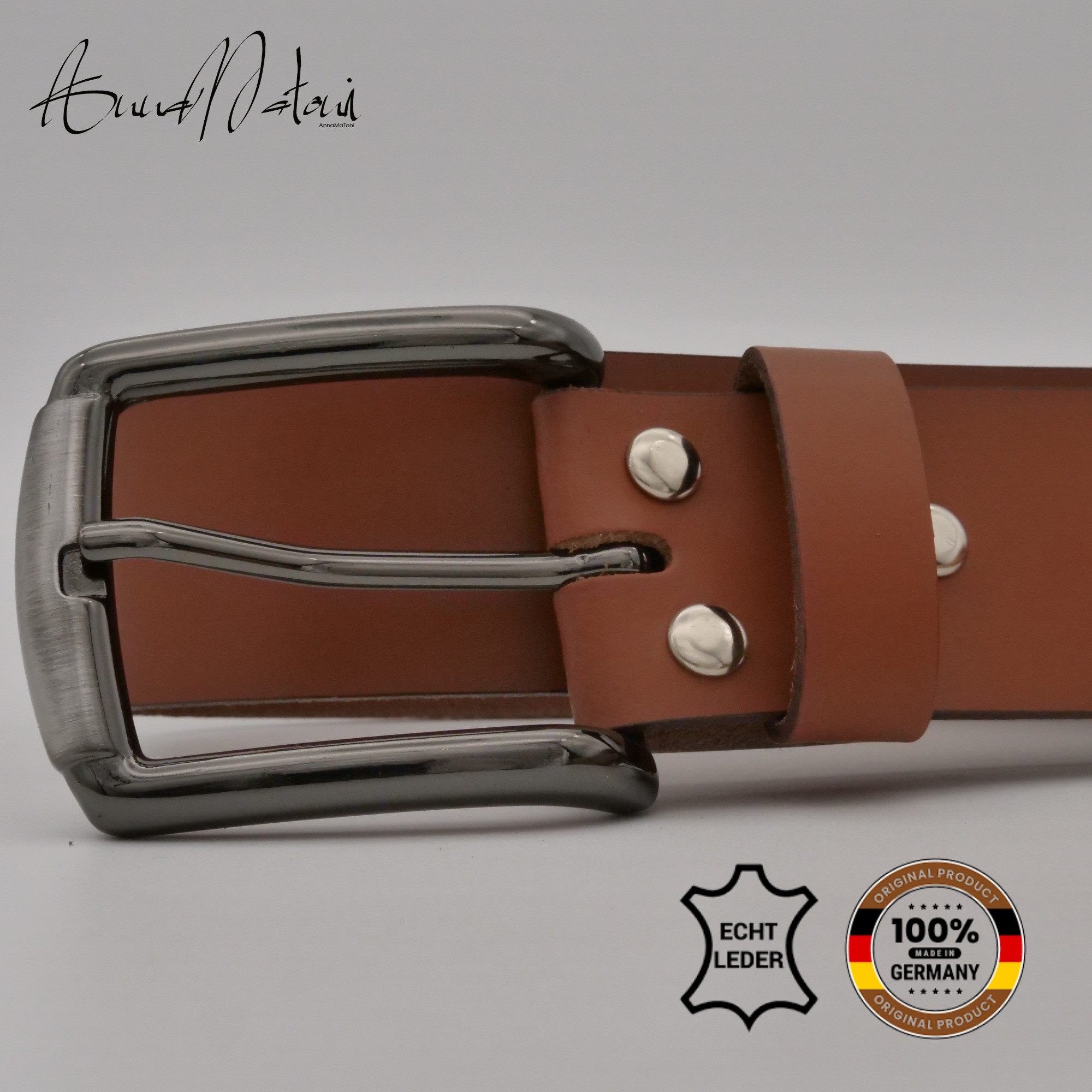 AnnaMatoni Ledergürtel AnnaMatoni Herren Ledergürtel Zeitloses Design Gürtel 4cm breit – Bild 3 von 4
