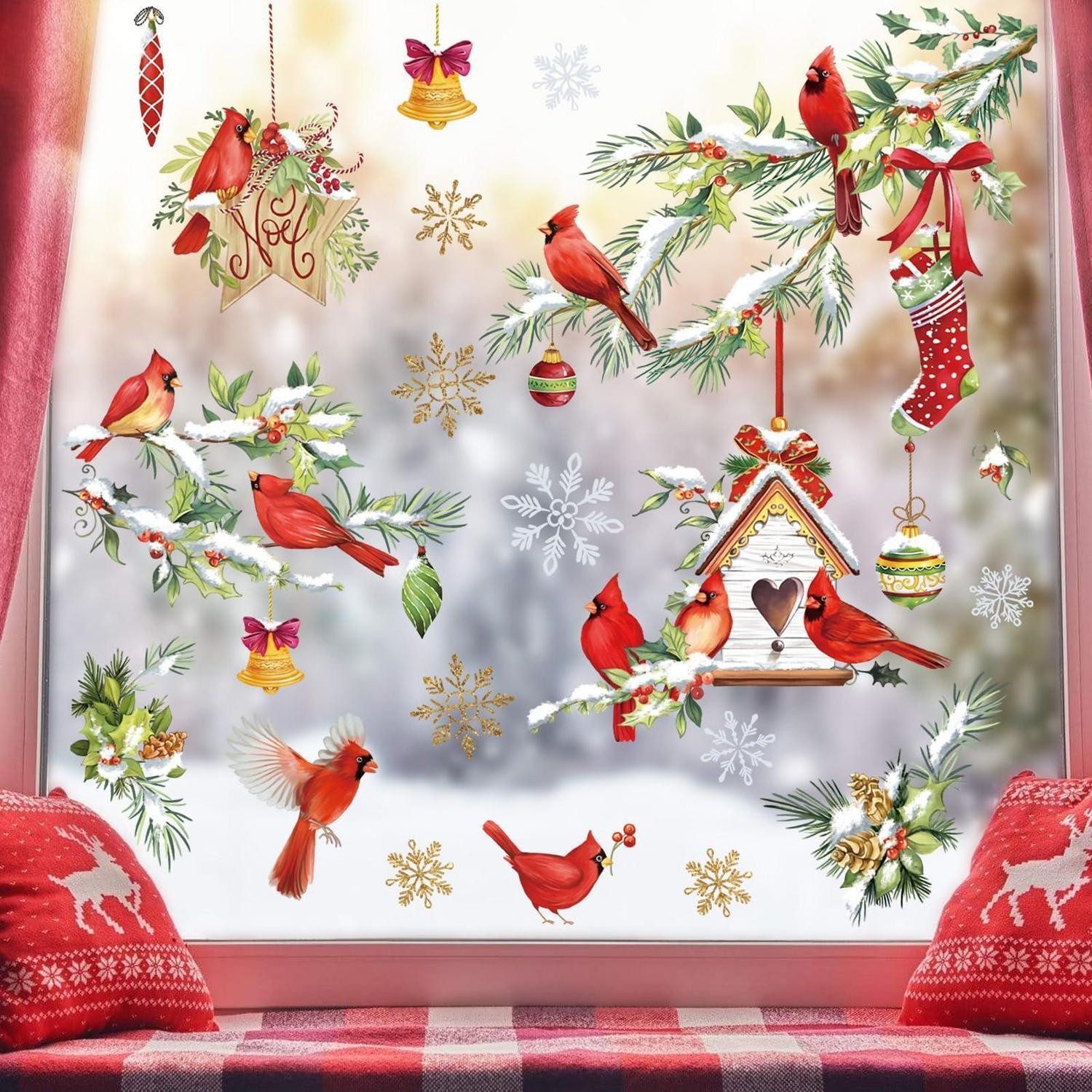 LuxusKollektion Fensterbild Fensterbilder Weihnachten Rote Vögel AST