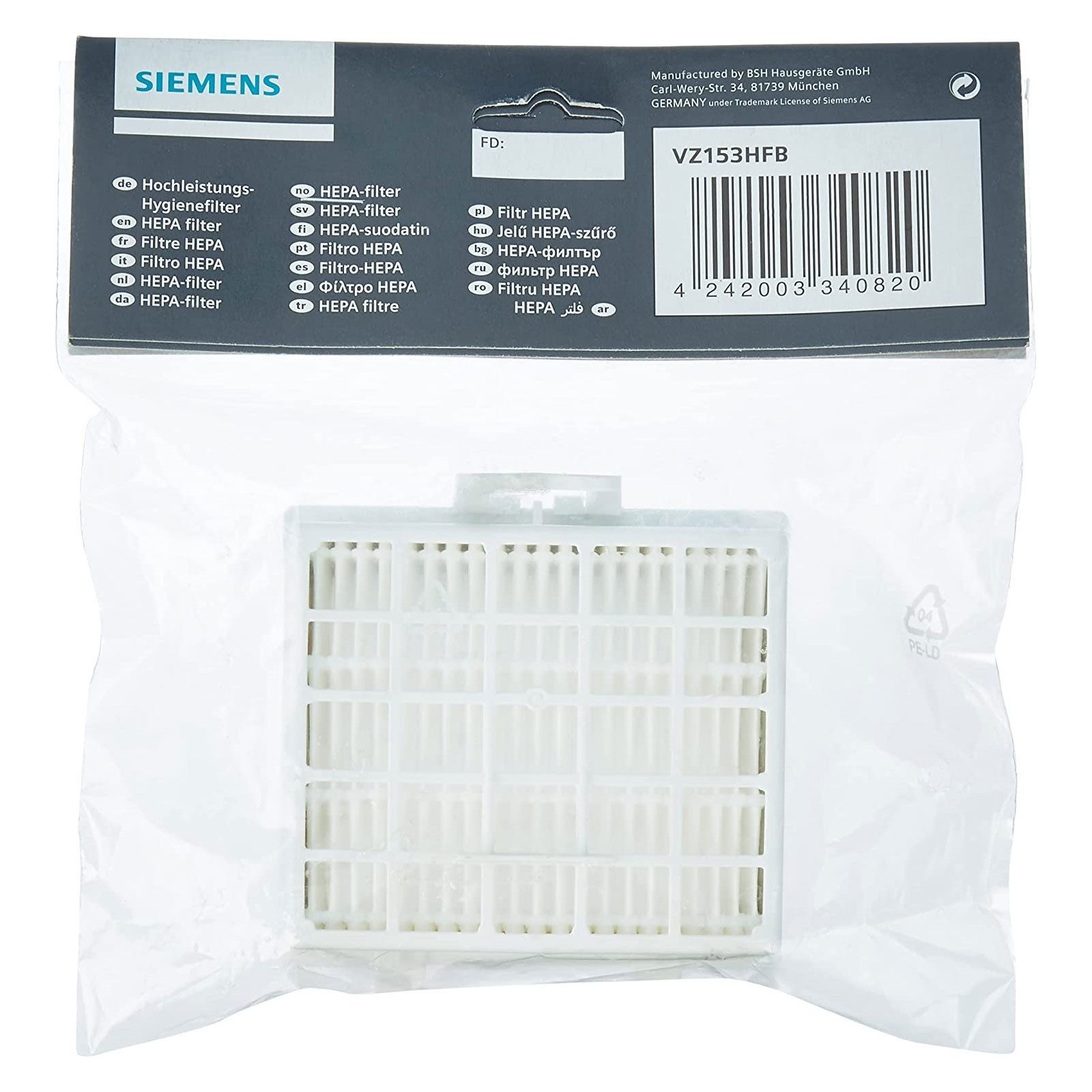 SIEMENS Staubsaugerbeutel VZ153HFB HEPA Hygienefilter