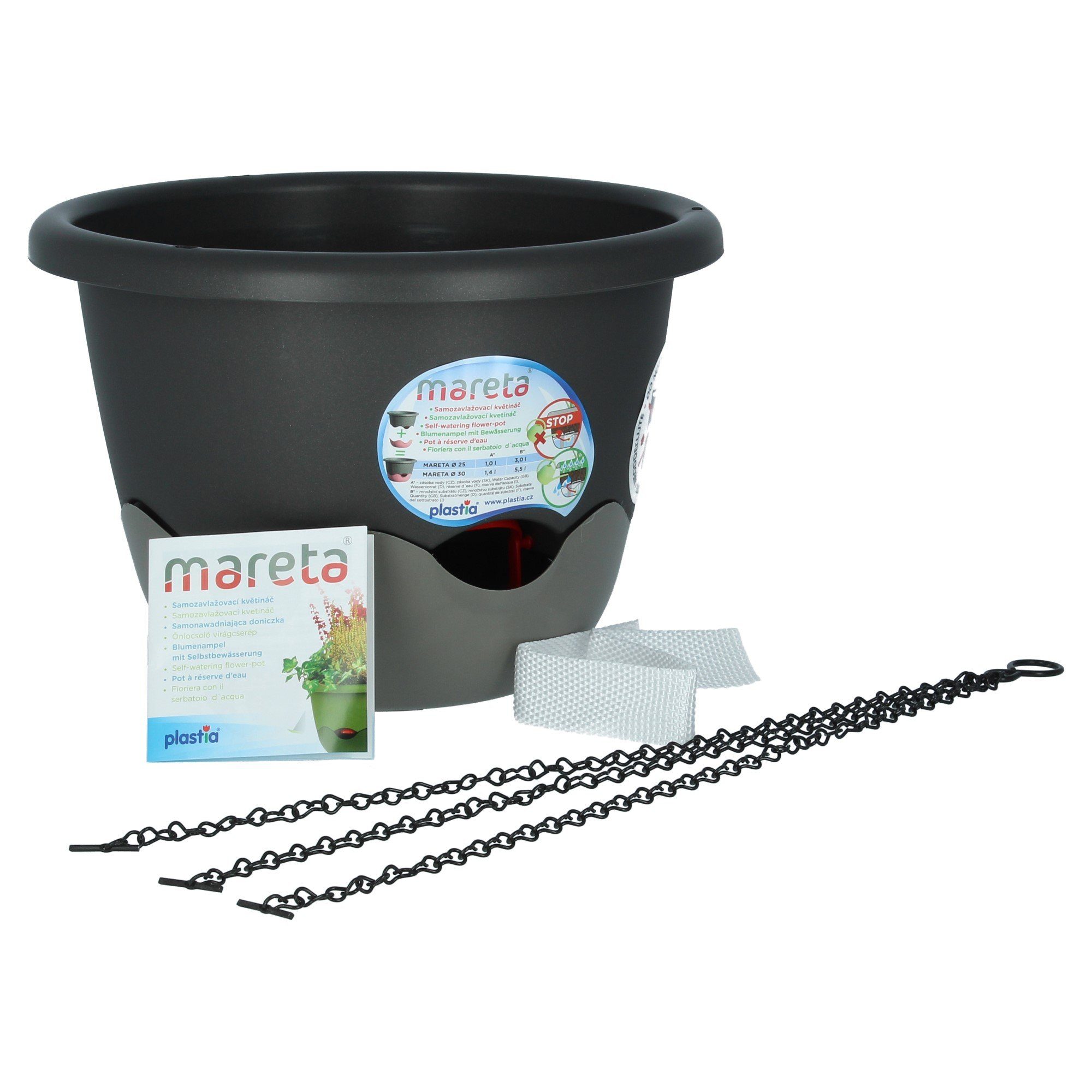 PLASTIA Blumentopf Mareta 30 Grau Anthrazit, günstig online kaufen