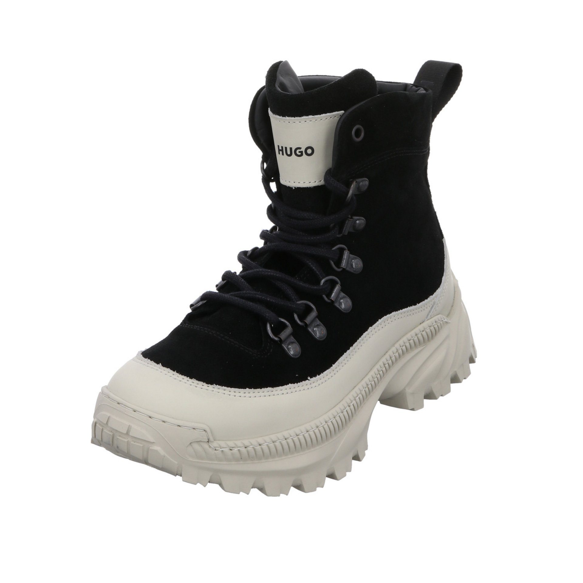 HUGO Damen Stiefeletten Schuhe Jace Lace Up Boots Schnürstiefelette Lederkombination | Sneaker