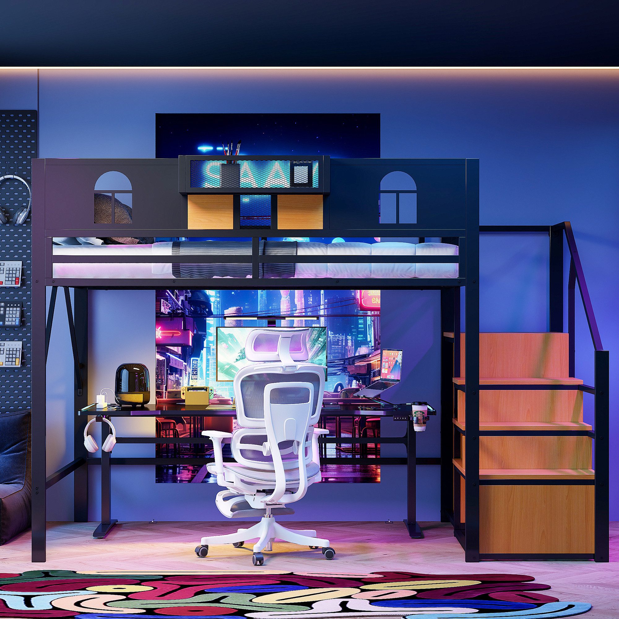 Merax Hochbett 140x200cm (1-St., Jugendbett Einzelbett Eisenbett) Metallbet günstig online kaufen