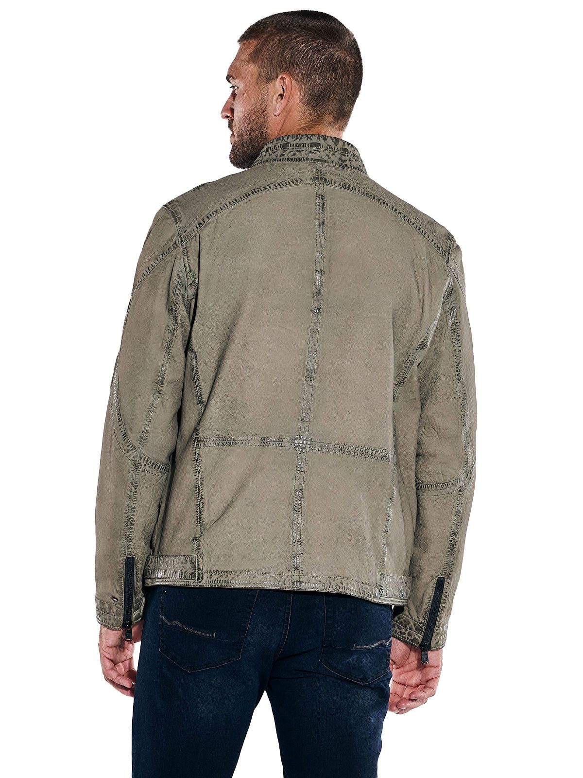 emilio adani Lederjacke emilio adani Herren Lederjacke mit Stehkragen, Beig günstig online kaufen
