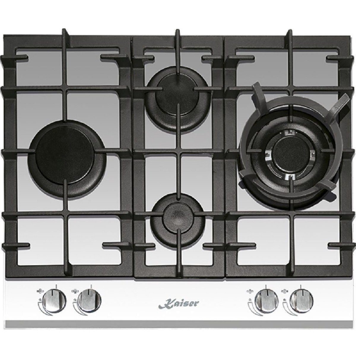 Kaiser Küchengeräte Gas-Kochfeld kcg 6394 w, Einbau Herd, Weiß Glas, Gas auf Glas, 3,8 KW WOK,Erdgas Fl.Gas