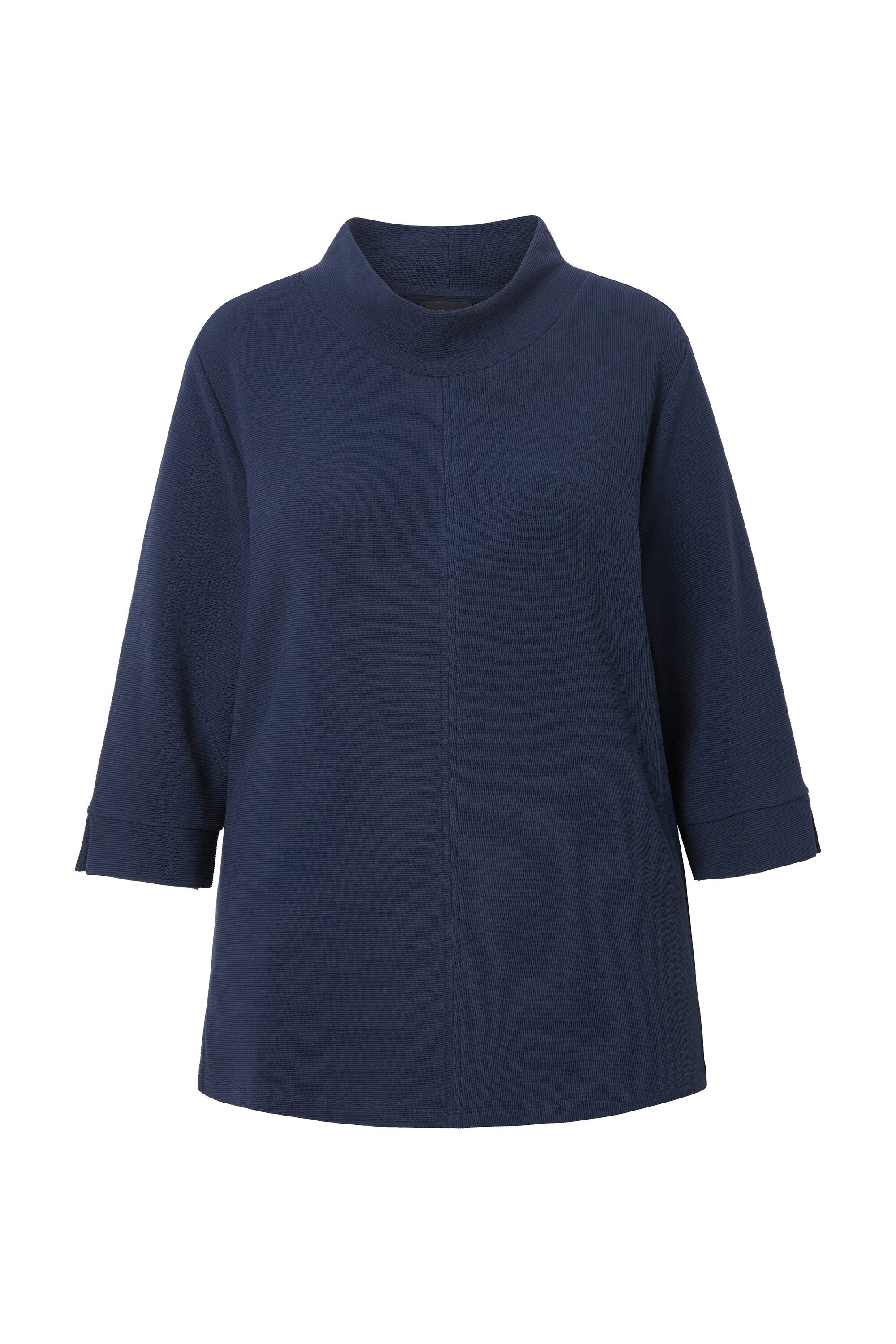 Ulla Popken Sweatshirt Sweatshirt Querrippen Stehkragen 3/4-Arm günstig online kaufen