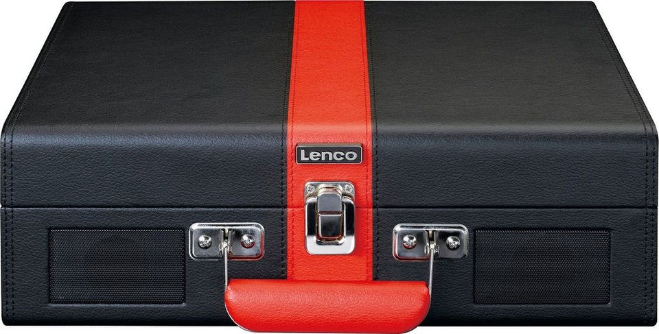 Lenco Koffer Plattenspieler mit BT und eingebauten Lsp. Plattenspieler ( Riemenantrieb), 3 Geschwindigkeiten: 33 U/min, 45 U/min und 78 U/min