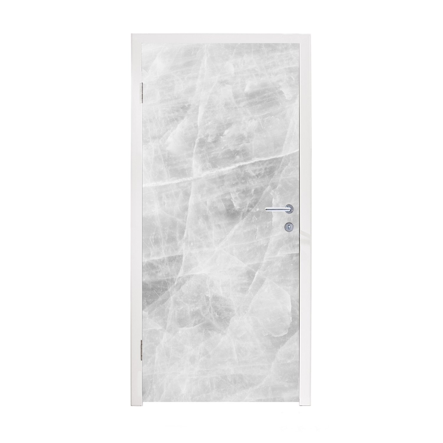 MuchoWow Türtapete Marmor - Stein - Weiß - Luxus - Marmoroptik, Matt, bedruckt, (1 St), Fototapete für Tür, Türaufkleber, 75x205 cm