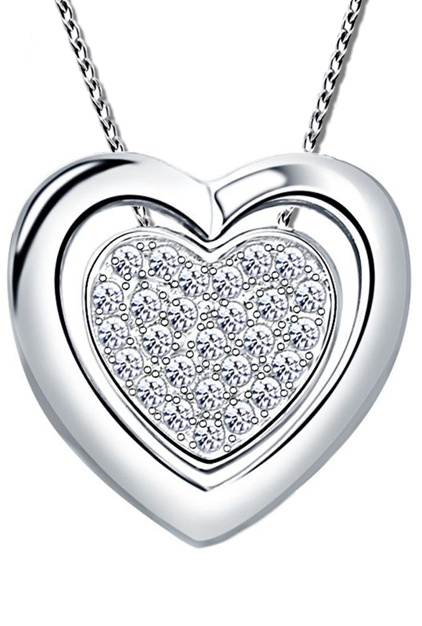 Herzkette 4in1 Kette mit Herz 925 Silber Silberkette