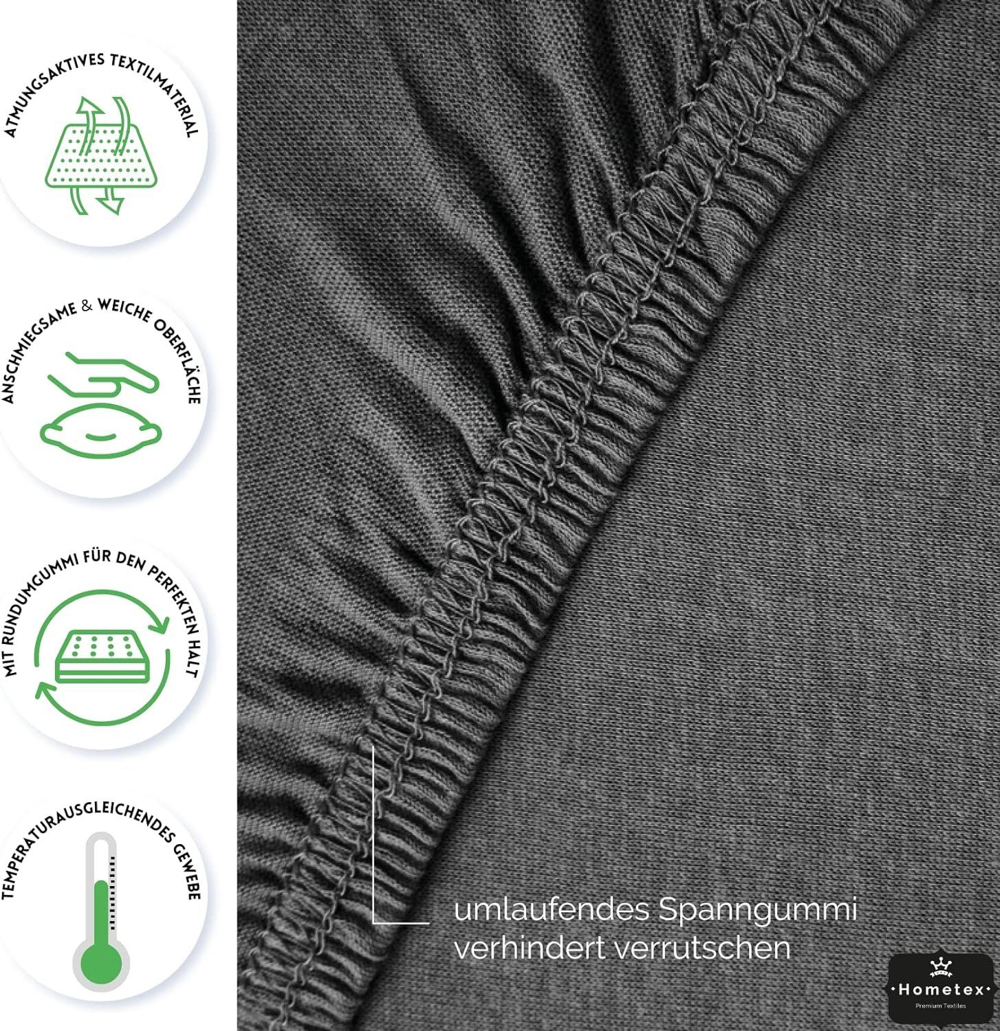 Hometex Premium Textiles Spannbettlaken Premium Boxspringbett Spannbetttuch ideal für Wasserbett und Matratzen, Jersey, Gummizug: Rundumgummizug, Spannbettlaken – Bild 5 von 5