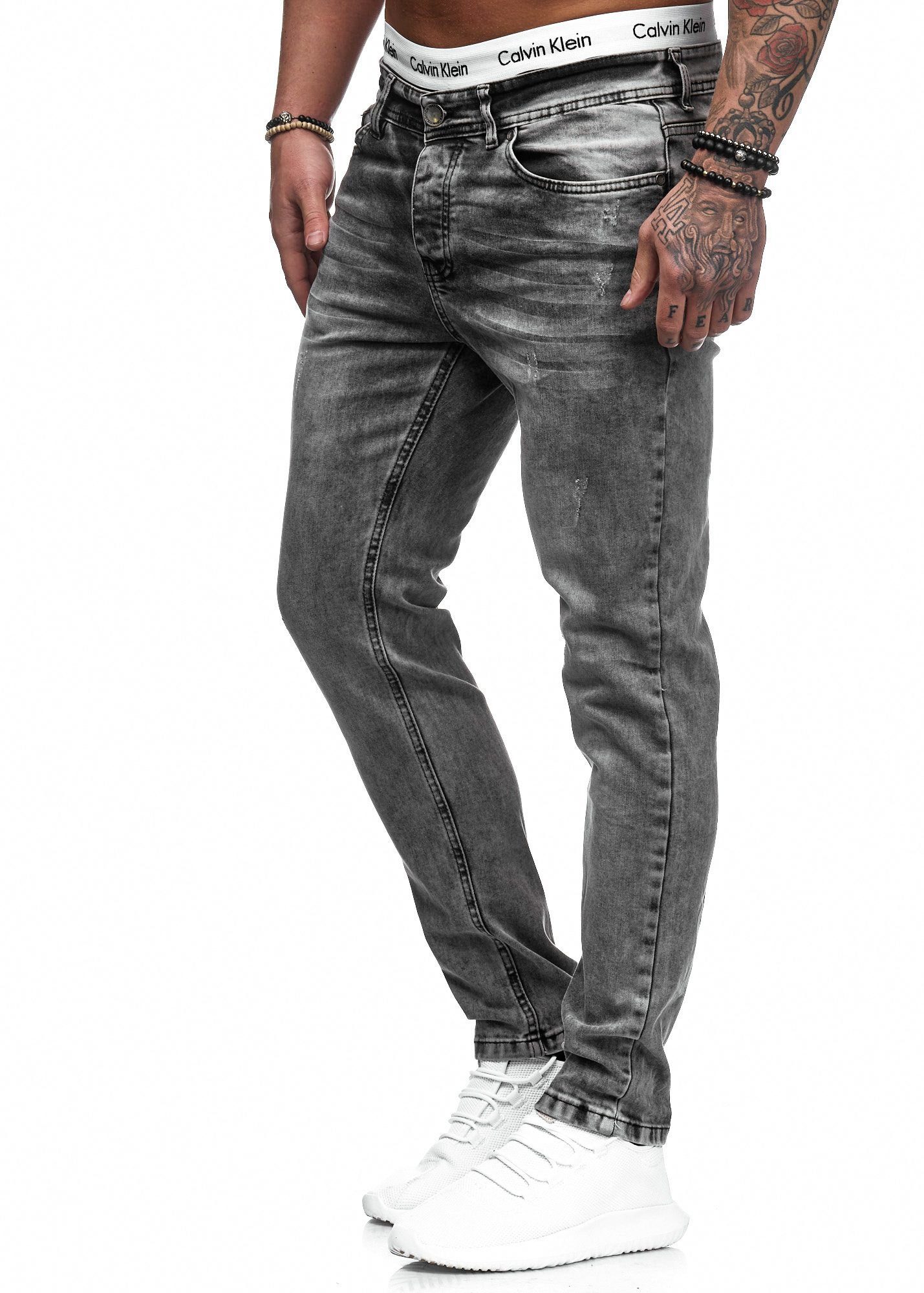 Slim Grau Chino Basic Fit Designer Hose Herren Slim-fit-Jeans Jeanshose 5079 Code47 Jeans Stretch