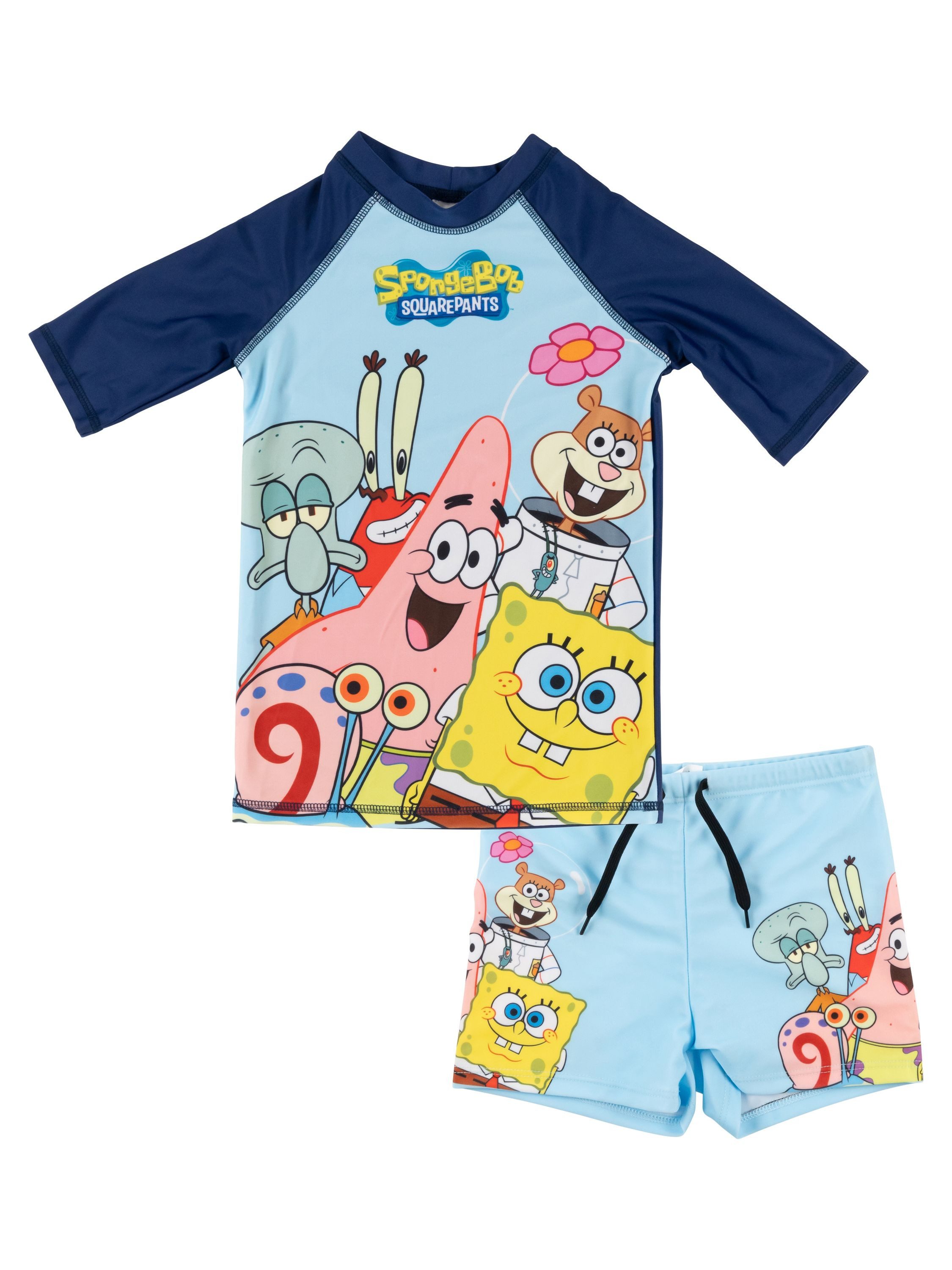 United Labels® Badeanzug Spongebob Schwammkopf Schwimmset UV-Schutz 50 Badeanzug Zweiteiler
