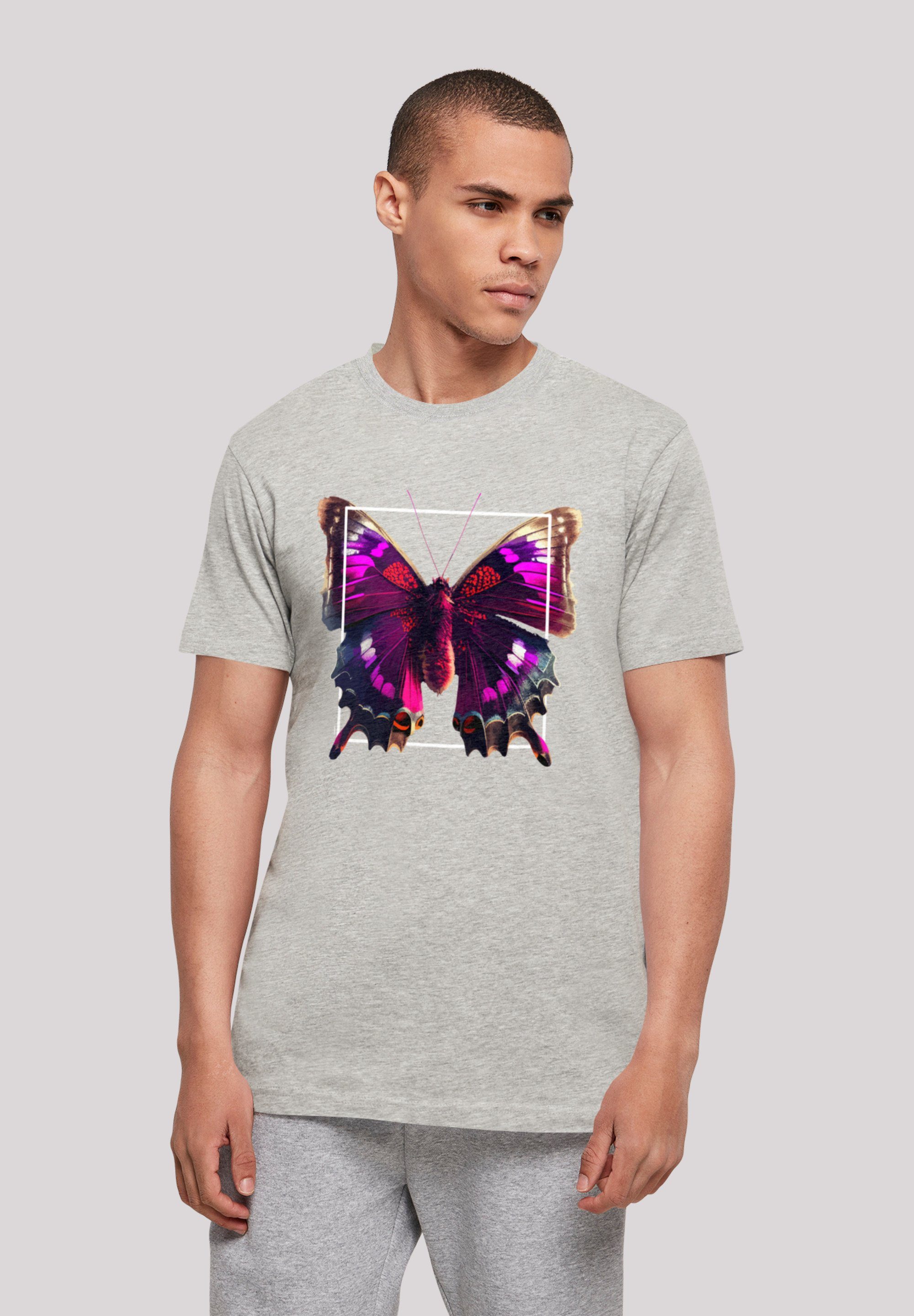 F4NT4STIC T-Shirt Pink TEE hohem Baumwollstoff Schmetterling weicher Print, Tragekomfort UNISEX Sehr mit