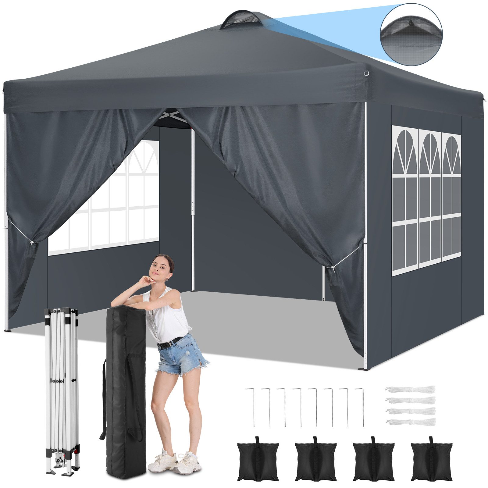 LUCKZON Pavillon 3x3 Pavillon Wasserdicht Pop günstig online kaufen
