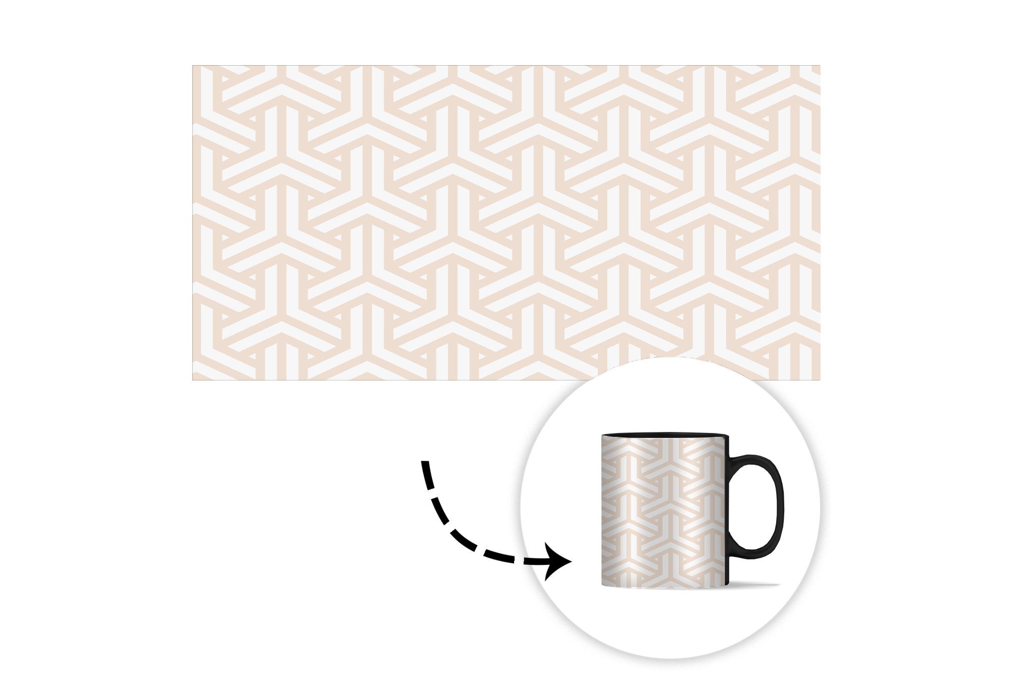MuchoWow Tasse Geometrie - - Linie Keramik, Kaffeetassen, Form Farbwechsel, Geschenk Teetasse, Muster, - Zaubertasse