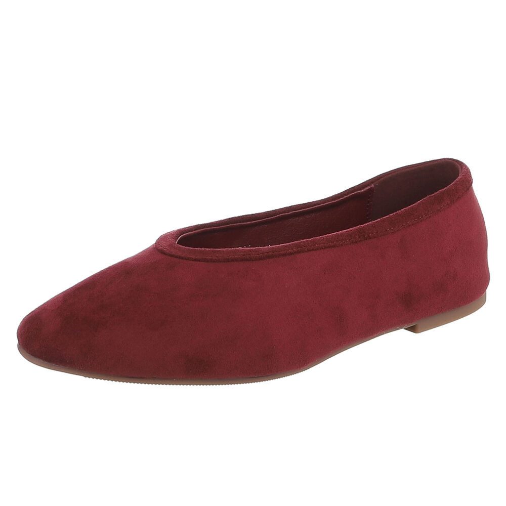 Ital-Design Damen Ballerina flach klassisch für Alltag und Freizeit Slipper (92214142) Blockabsatz Klassische Ballerinas in Weinrot