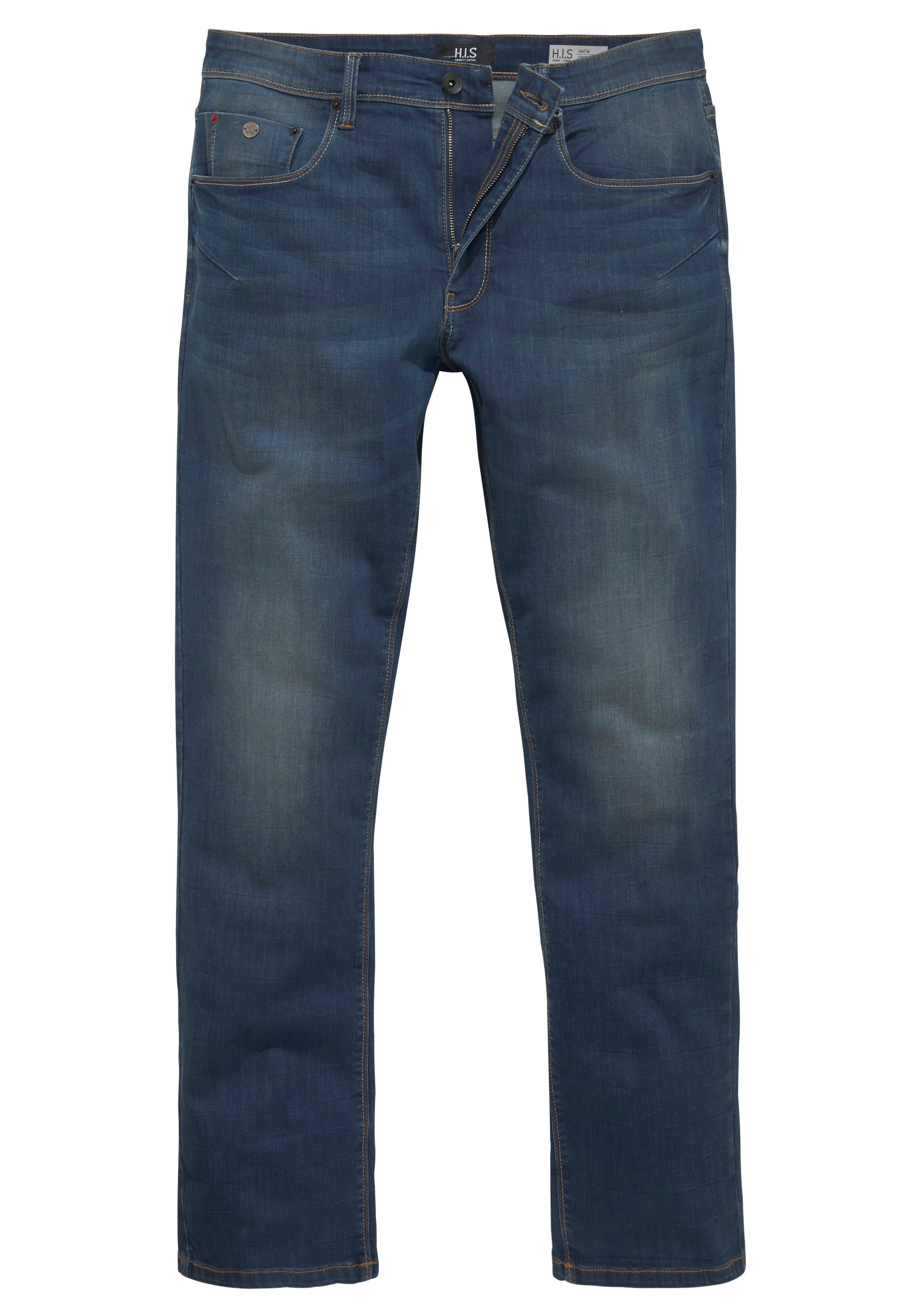 Wash H.I.S wassersparende durch Produktion Ozon Ökologische, ANTIN Comfort-fit-Jeans dark-blue-used