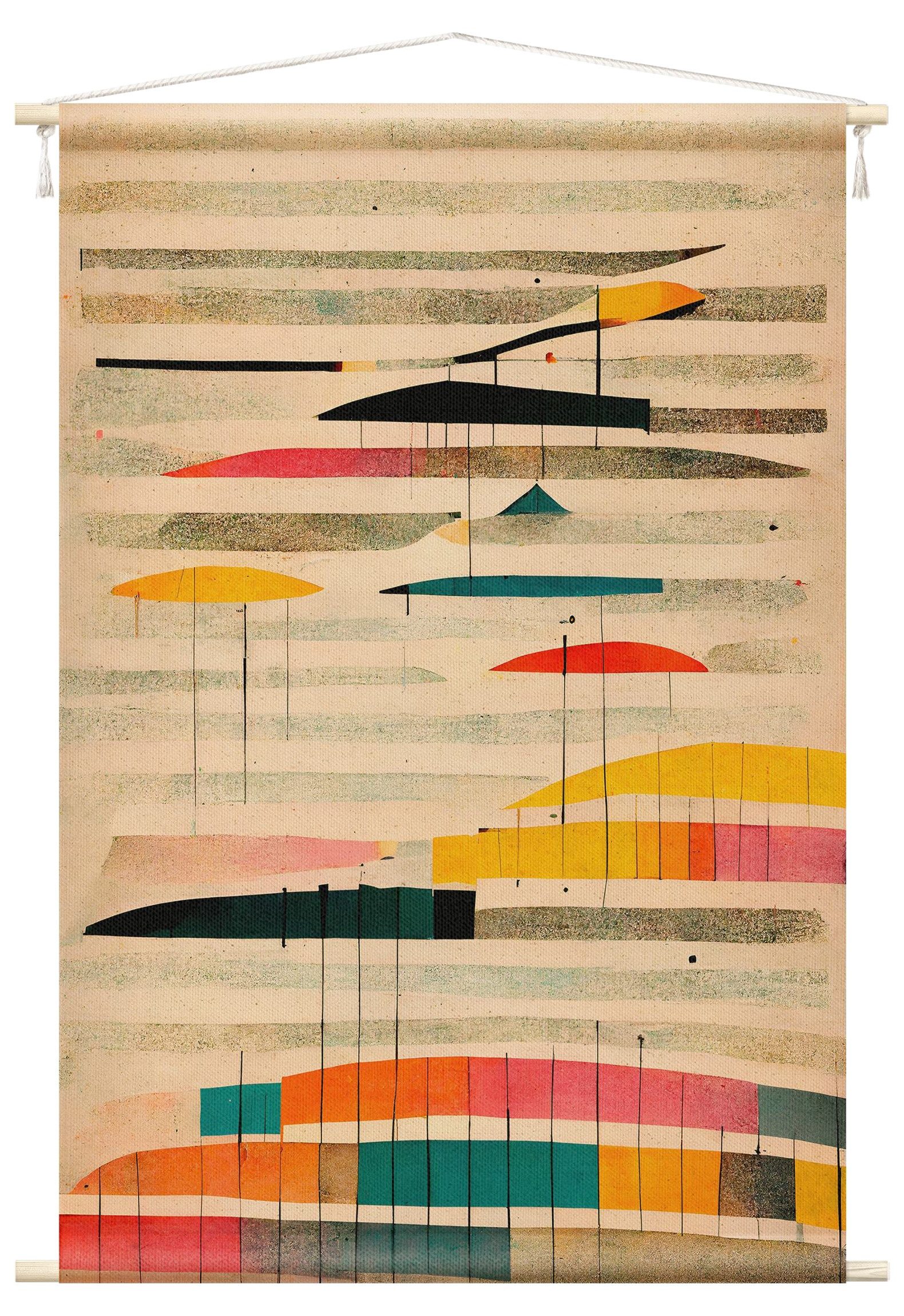 Bilderdepot24 Wandteppich modern Abstrakt Streifen bunt, rechteckig, Höhe: 2.6 mm, großes Wandbild aus Natur-Baumwolle Wandbehang Stoffbild Tuch Wollseil