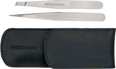 TWEEZERMAN Augenbrauenpinzette PETITE TWEEZE SET WITH BLACK CASE, Set, 2-tlg., inkl. schwarzem Case