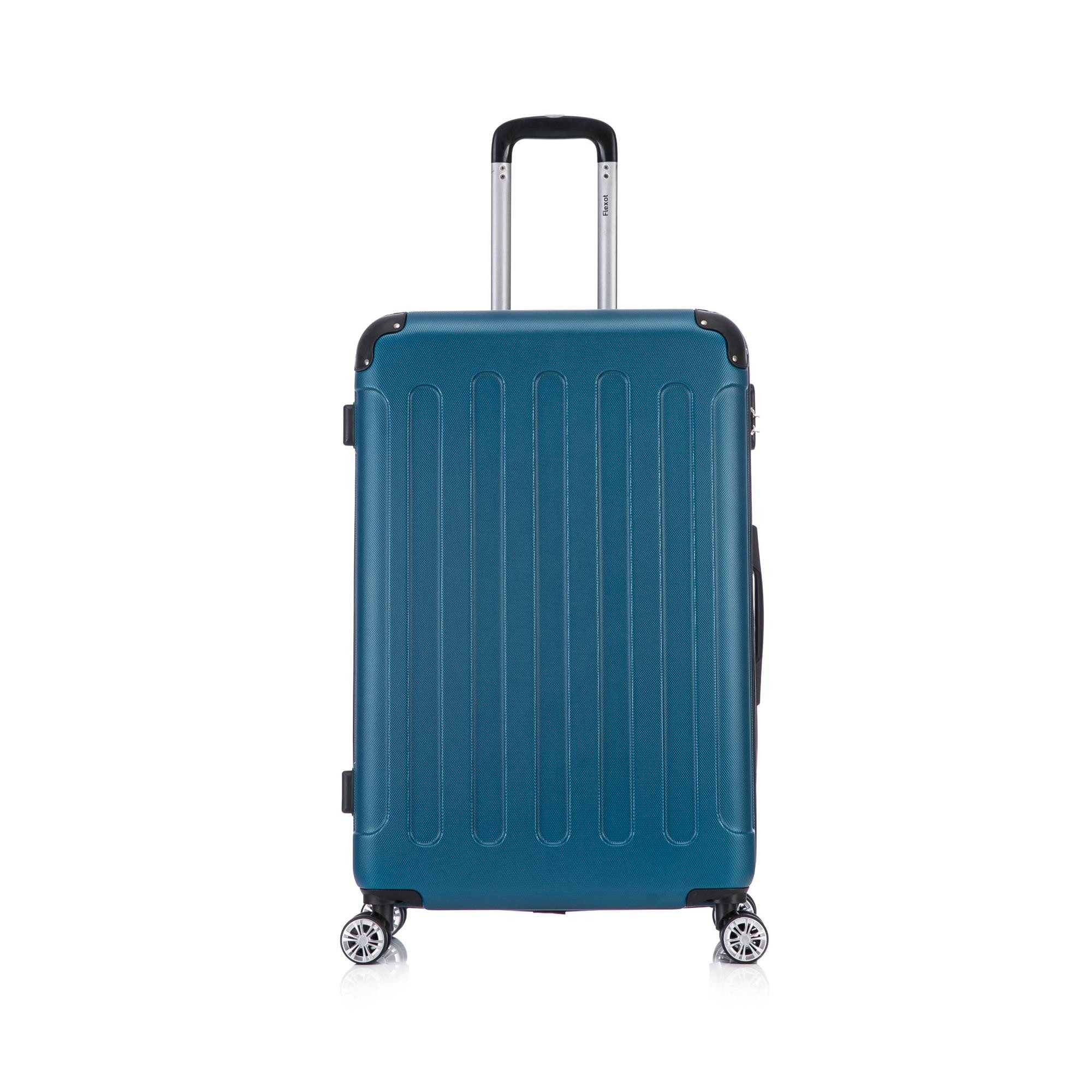 Flexot Hartschalen-Trolley F-2045 Kofferset, 360° Rollen, robuster Reisekoffer, Bordcase, 4 Rollen, Robuster und moderner Koffer mit vier 360° Rollen und Zahlenschloss