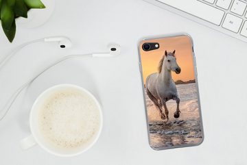 MuchoWow Handyhülle Pferde - Sonne - Meer - Strand - Tiere, Handyhülle Apple iPhone 8, Smartphone-Bumper, Print, Handy Schutzhülle