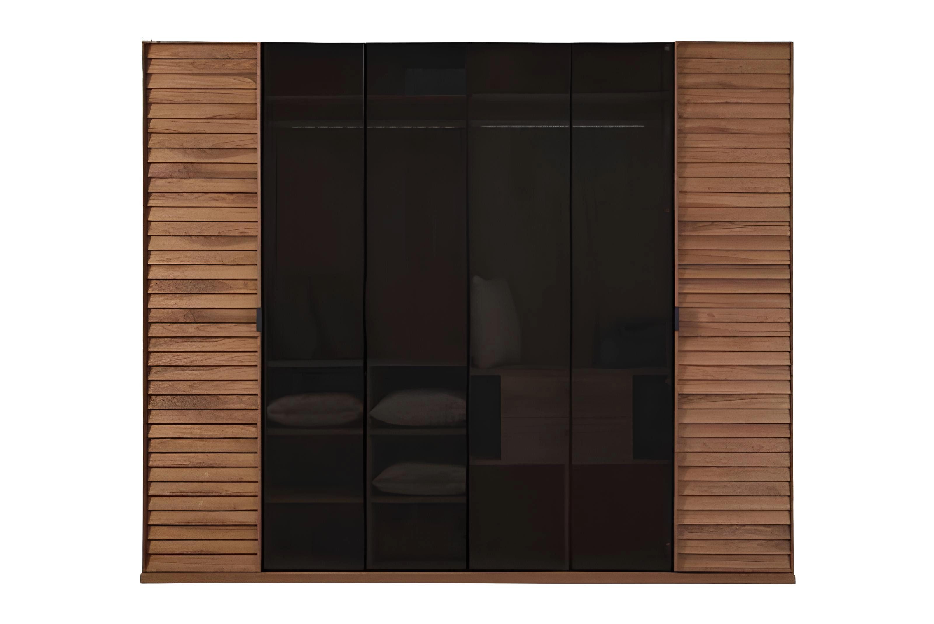 Kleiderschrank Schiebtüren Glastüren Schlafzimmermöbel Spiegel Braun modern kaufen