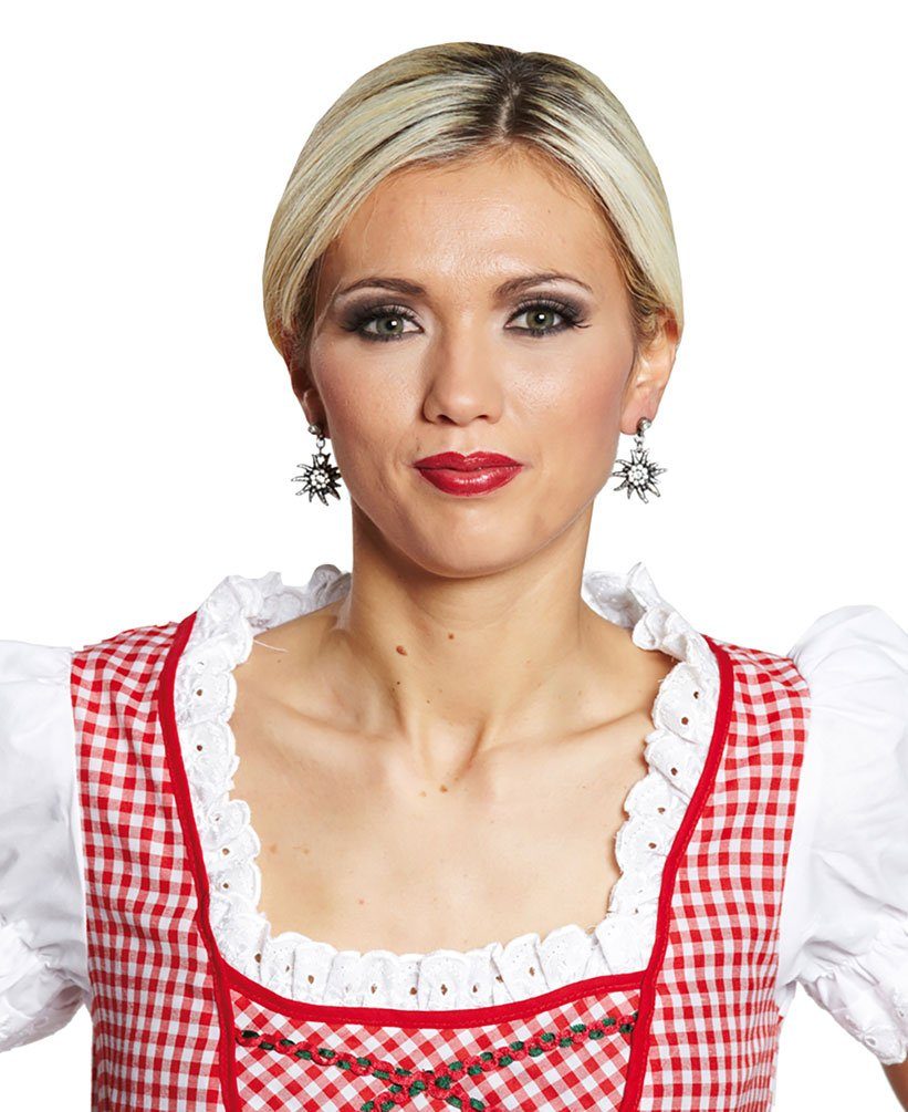Karneval-Klamotten Trachten-Kostüm Oktoberfest Ohrringe mit Anhänger Edelweißblüten, Accessoires für Oktoberfest Bayer Tiroler Party Bierfeste