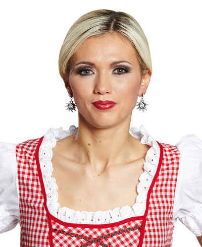 Karneval-Klamotten Trachten-Kostüm Oktoberfest Ohrringe mit Anhänger Edelweißblüten, Accessoires für Oktoberfest Bayer Tiroler Party Bierfeste