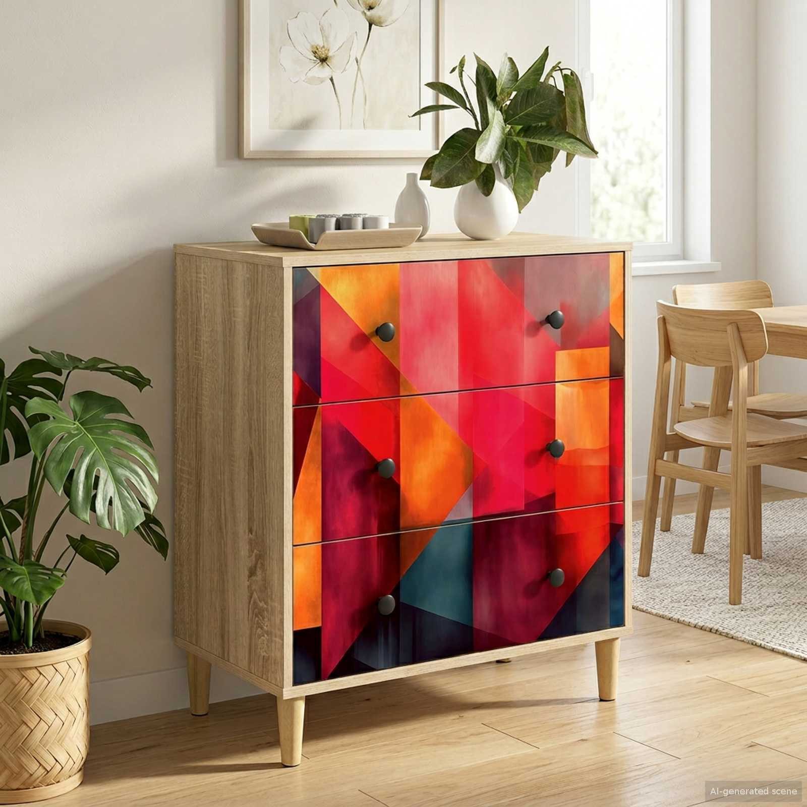 vidaXL Kommode 66 x 36,5 x 75 cm Kommode Schubladenschrank Sideboard HEESCH Farbenblo