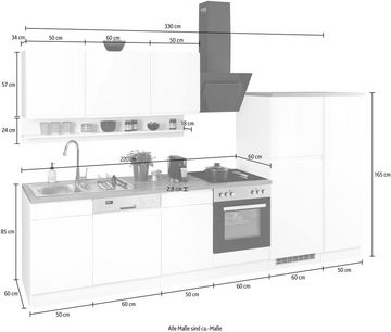 Kochstation Küche KS-Virginia, Breite 330 cm, wahlweise mit E-Geräten