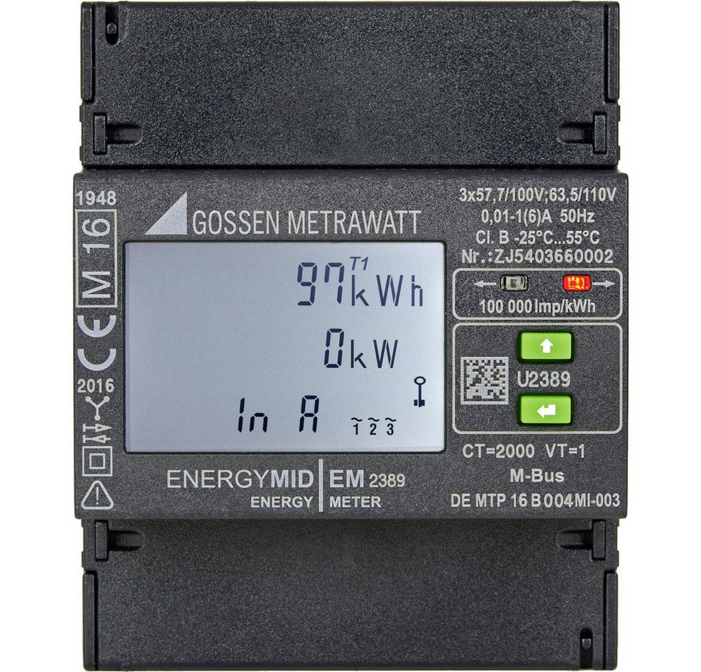 Thumbnail - Gossen Metrawatt Wechselstromzähler Gossen Metrawatt U2387-V022 Drehstromzähler mit Wandleranschluss digi, U2387-V022