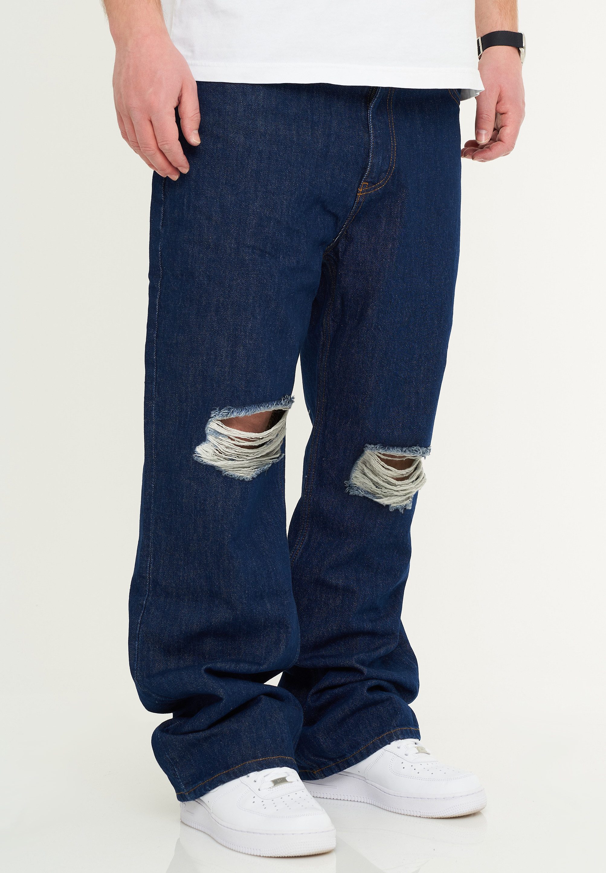 DAILY COTTON Loose-fit-Jeans DCPAPILON Herren Lange Hose Jeans Ripped Loose-Fit Baggy