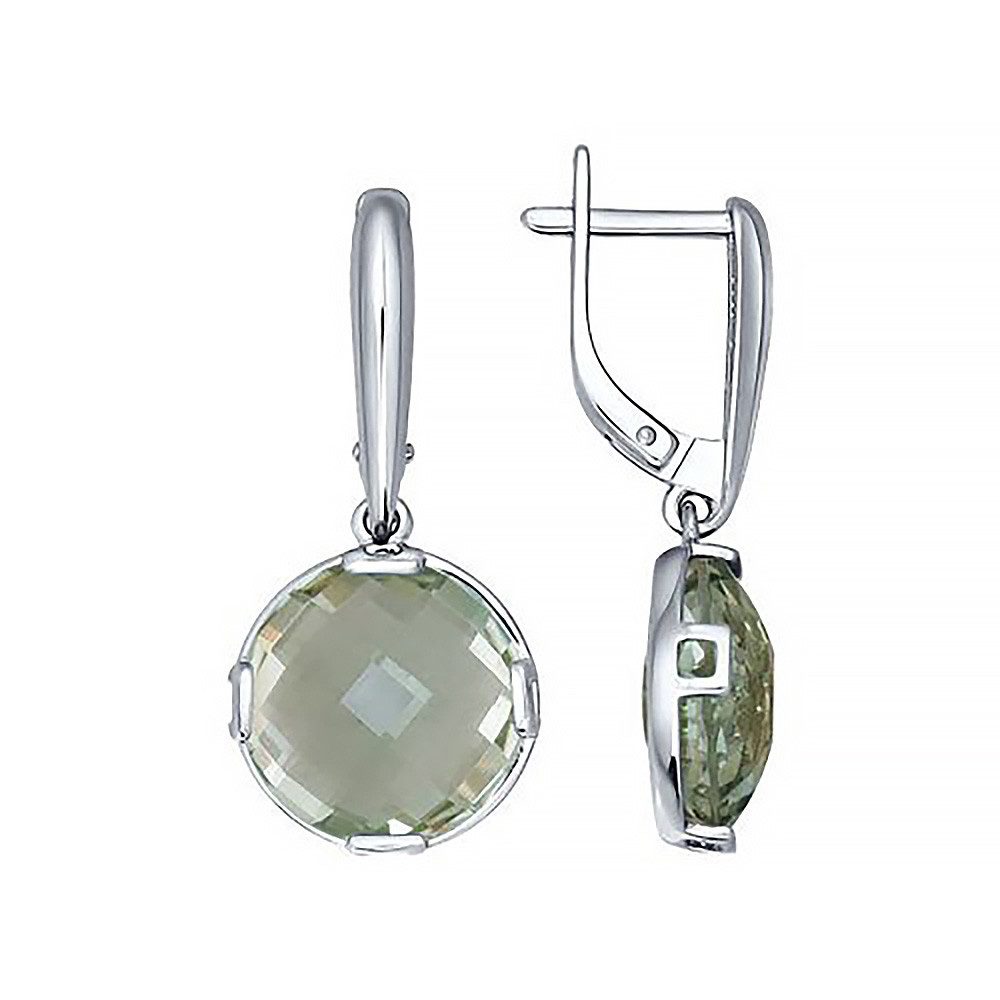 SOKOLOV Jewelry Paar Ohrhänger Ohrringe aus 925 Silber mit grünem Amethyst (2-tlg), Sterling Silber Silberschmuck für Damen