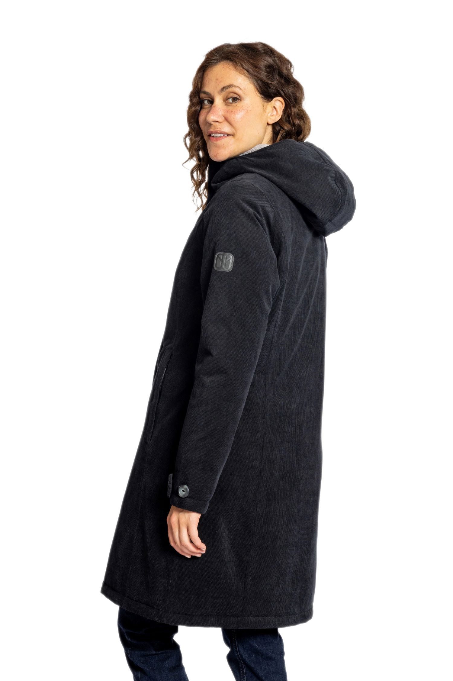 Elkline Wintermantel Glasgow Cord (winddicht, wasserdicht, warm) schwarz Damen