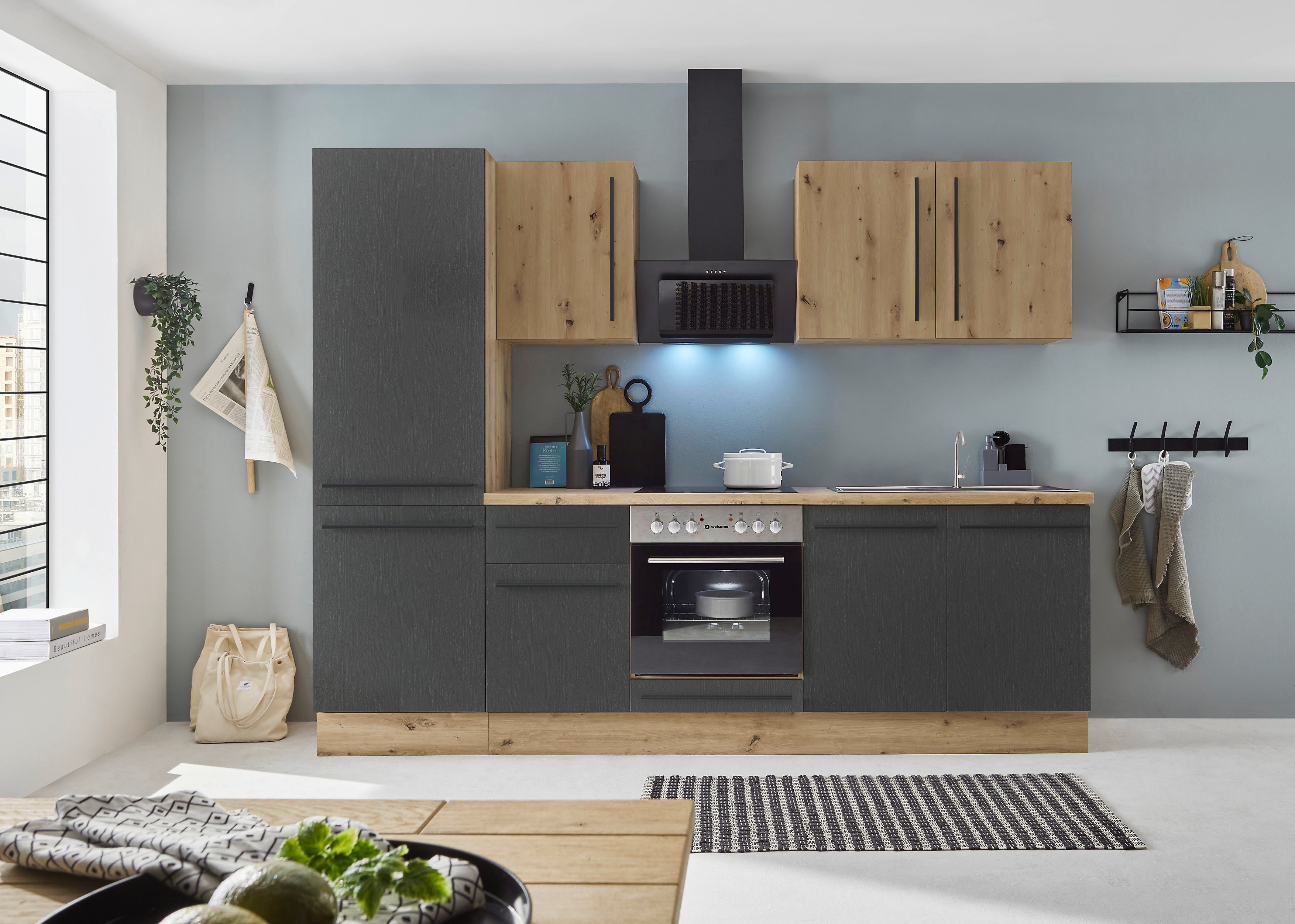 KOCHSTATION Küchenzeile KS-Florida mit 38mm starker Arbeitsplatte, Breite 2 günstig online kaufen