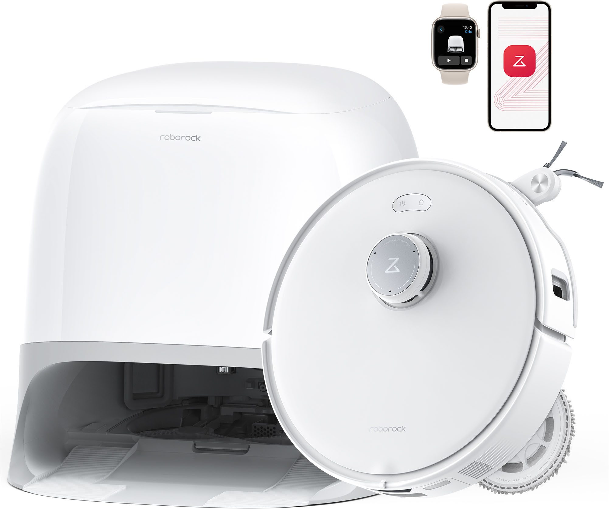 Roborock Saugroboter mit Wischfunktion Qrevo Curv, Hindernisserkennung, DuoDivide Bürste, 18.500 PA Saugkraft, FlexiArm-Design für Kanten- und Eckenreinigung