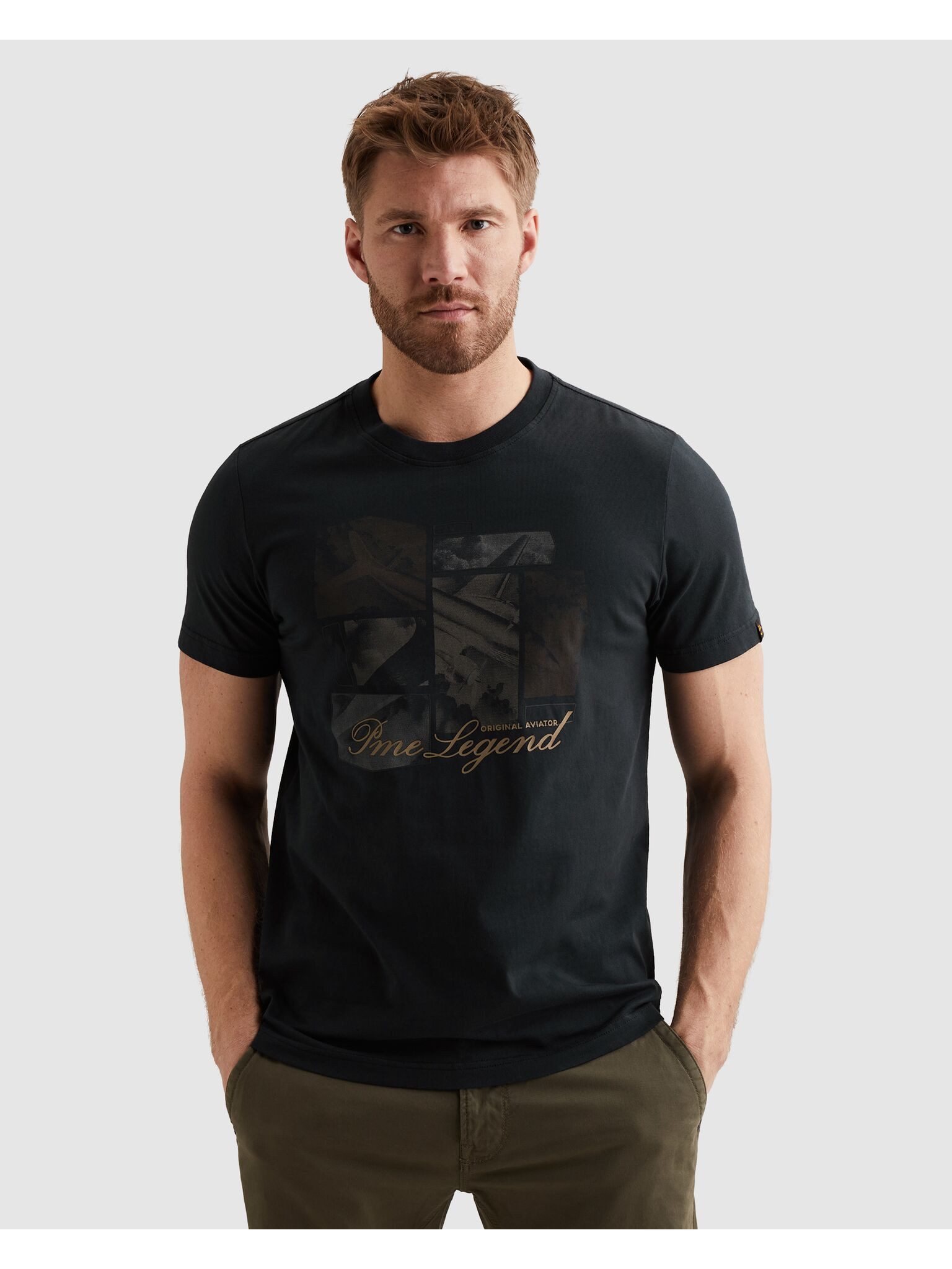 PME LEGEND T-Shirt Short sleeve r-neck single jersey fotoprint mit Logo Print
