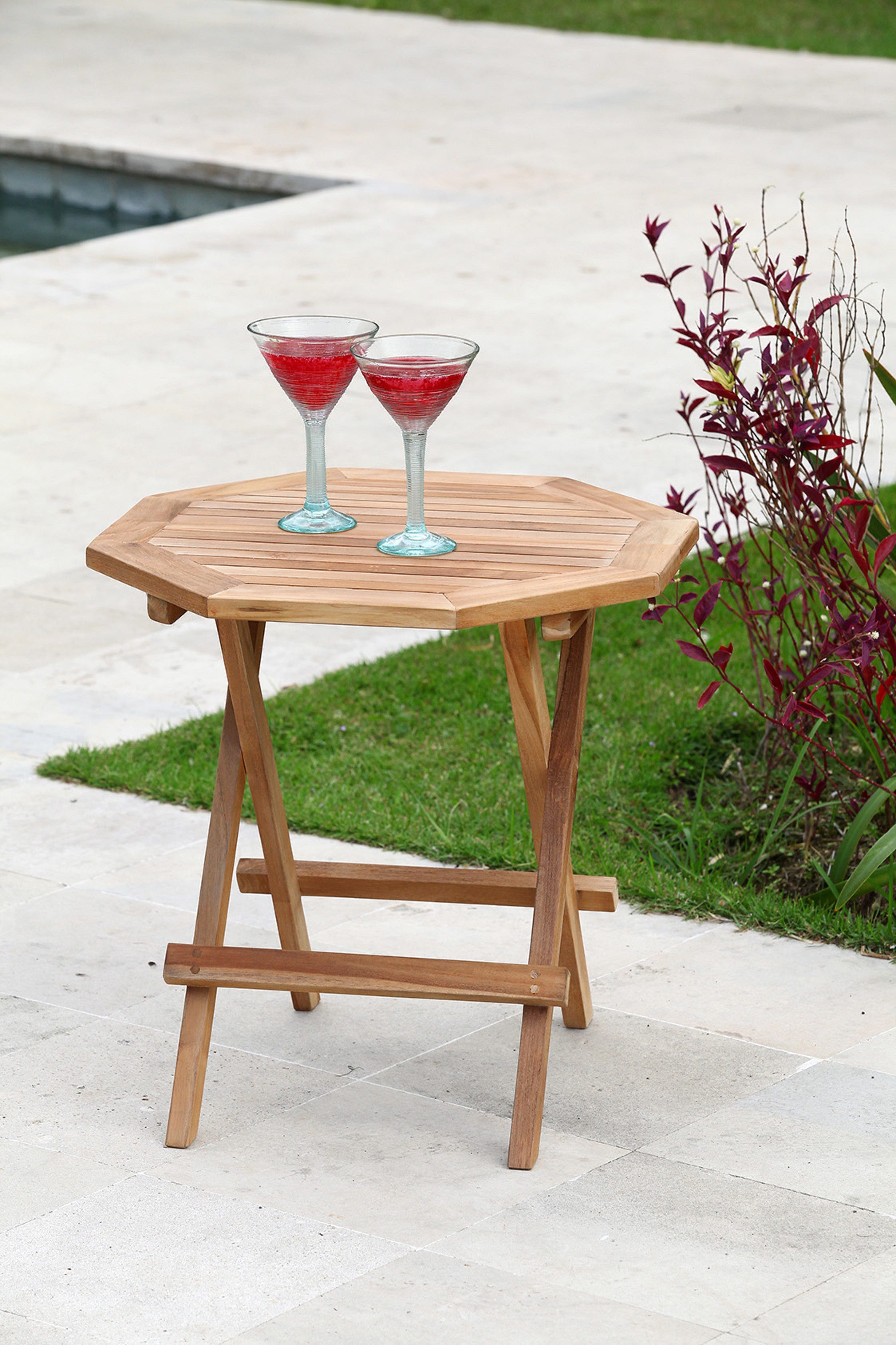 More2Home Beistelltisch PICNIC-2, Teak massiv, klappbar