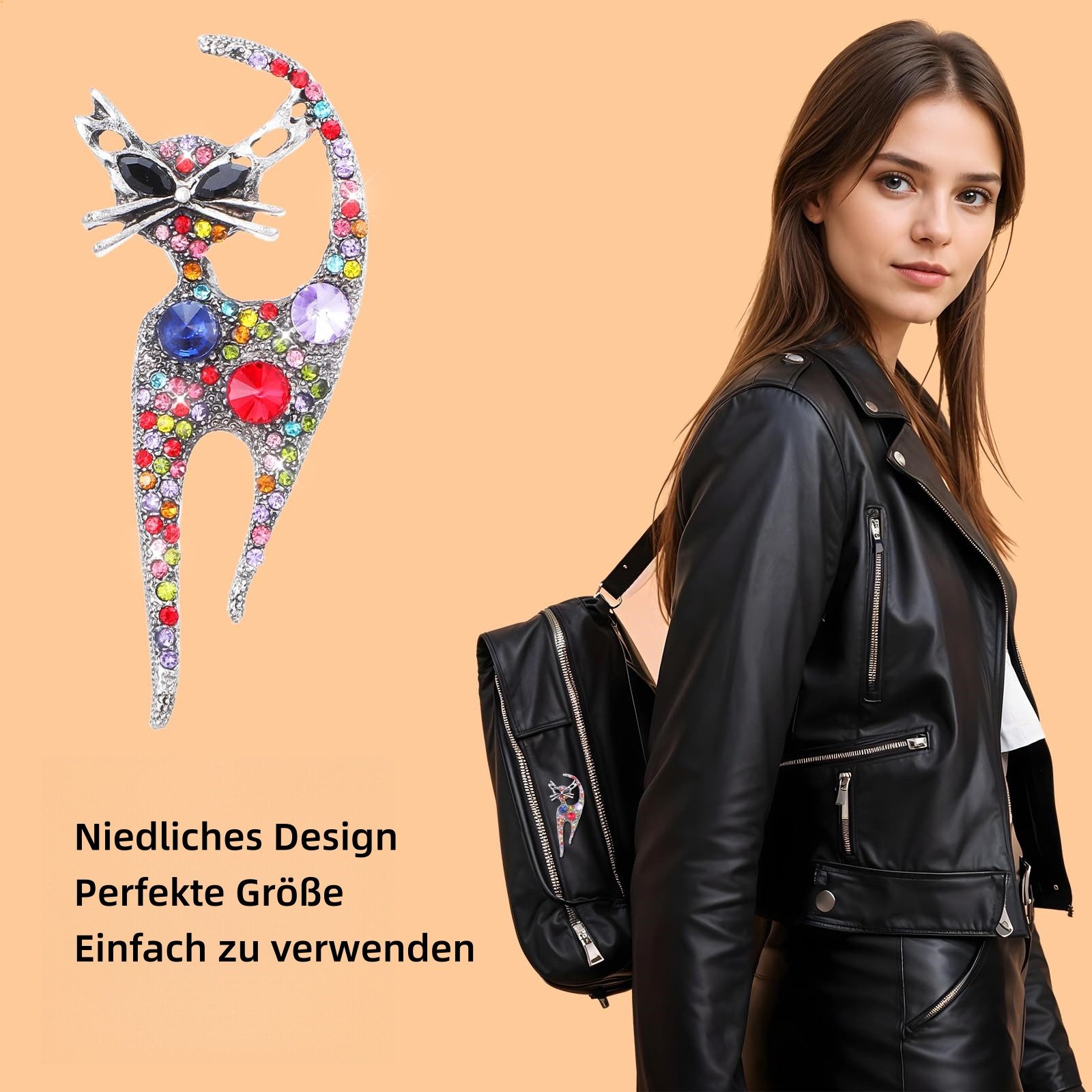 FOUORTUNATE-BEE Brosche Bunte Kristall-Katzenbrosche für Damen – modisches günstig online kaufen