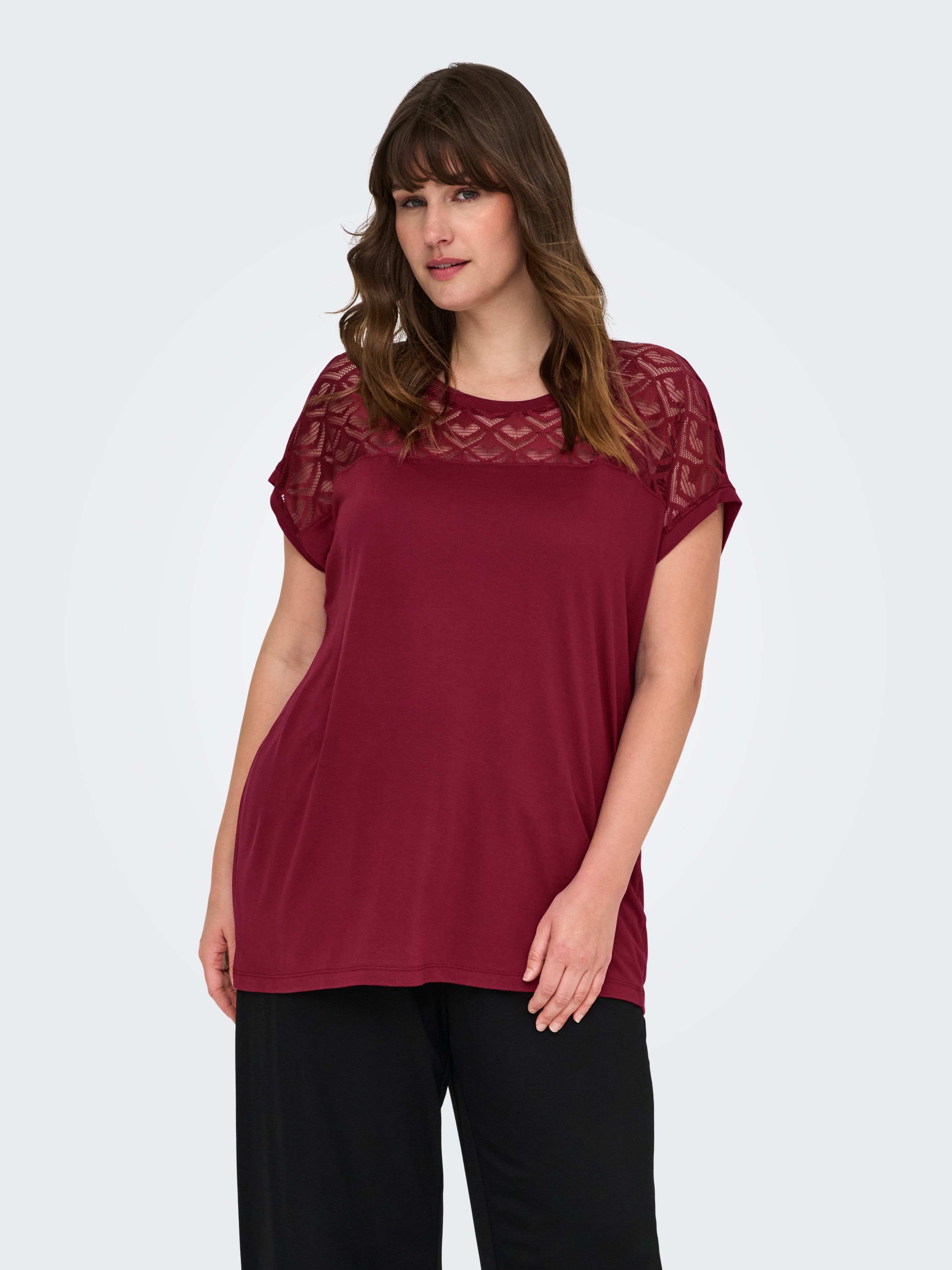 ONLY CARMAKOMA Spitzenshirt CARFLAKE LIFE S/S günstig online kaufen
