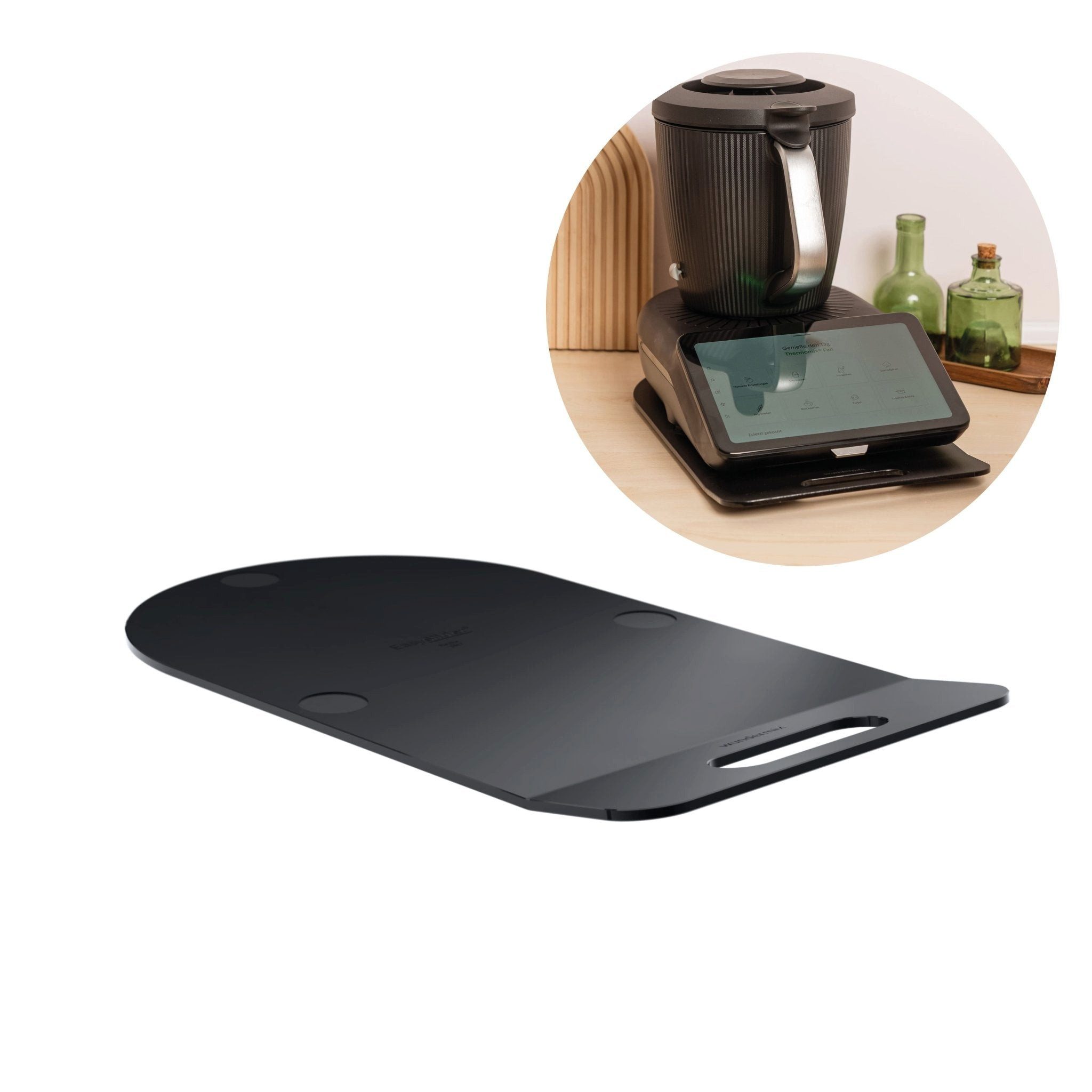 Wundermix Küchenmaschinen Zubehör-Set EasySlider®, Gleitbrett für Thermomix TM7, Zubehör für TM7, Hochwertiges Gleitbrett in Mattschwarz